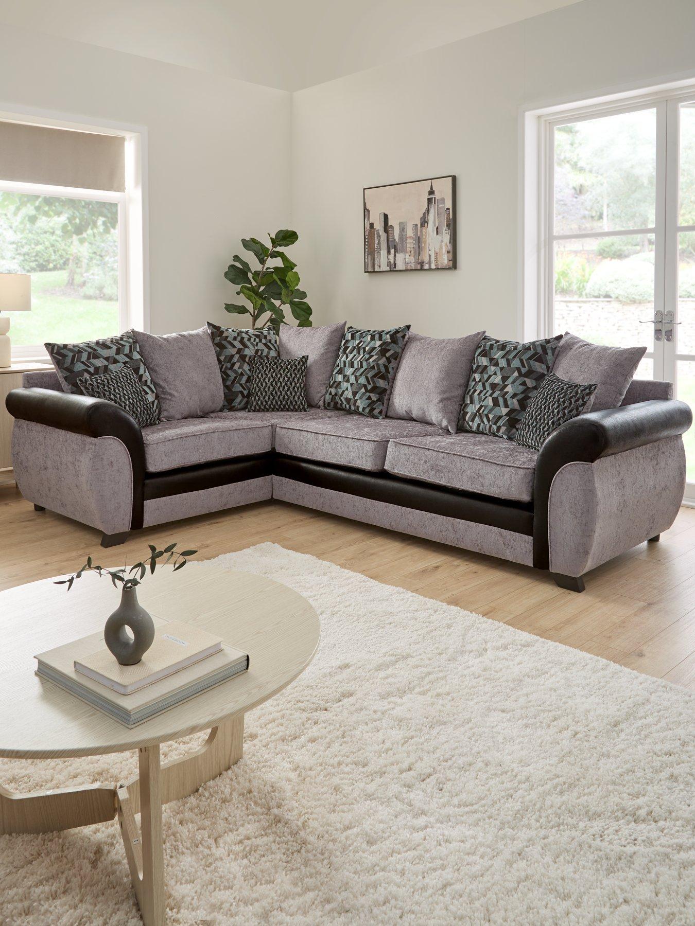 Image 1 of 6 of The Very Collection Narva Fabric/Faux Leather Left Hand Corner Group Sofa&nbsp;- Made to Order&nbsp;in the UK