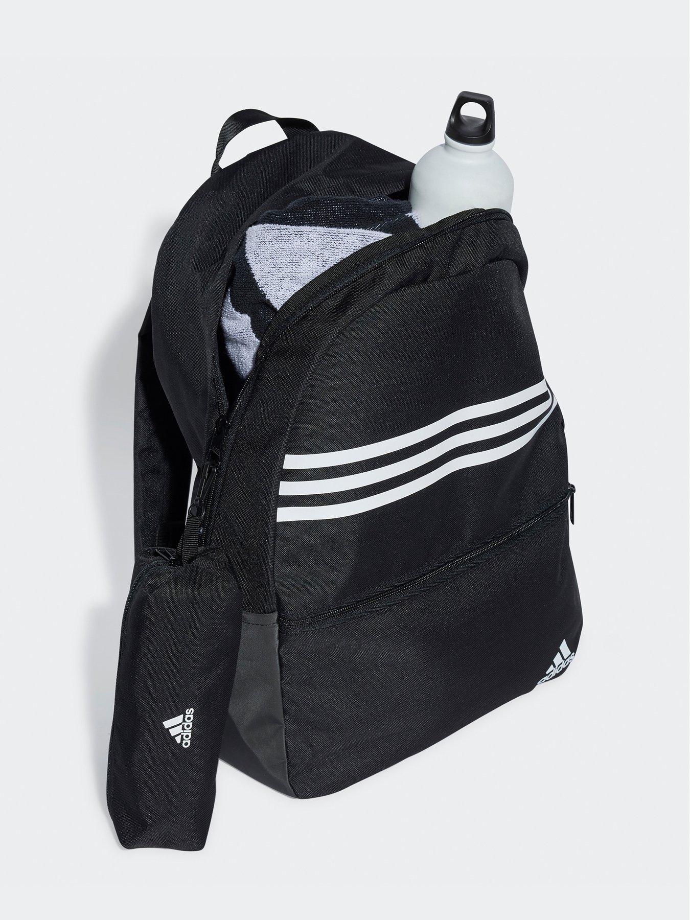 adidas Sportswear Unisex Classix 3 Stripe Backpack With Pencil Case Black white littlewoods