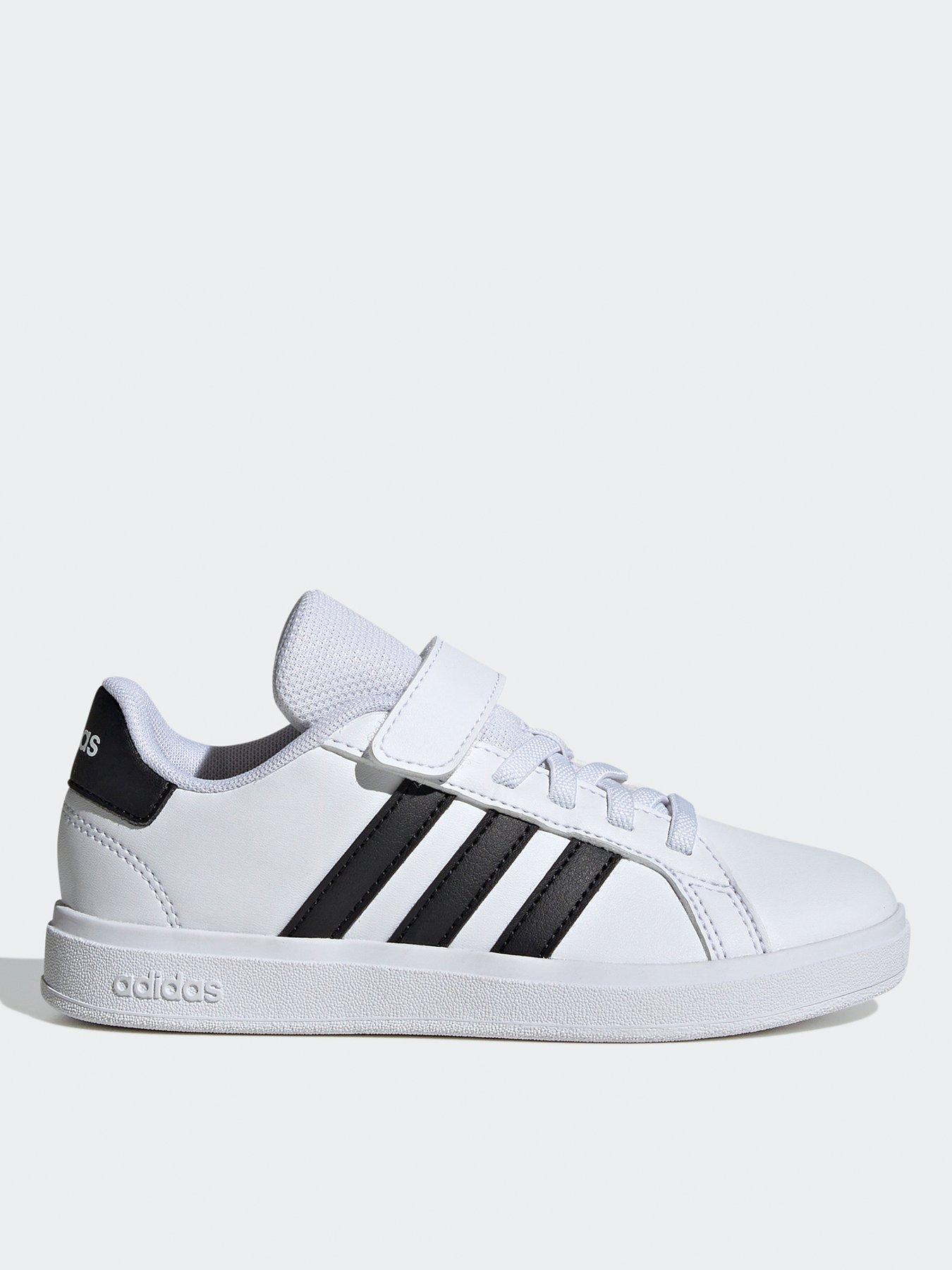 undefined Kid's Grand Court 20 Elasticated Trainers - White/Black