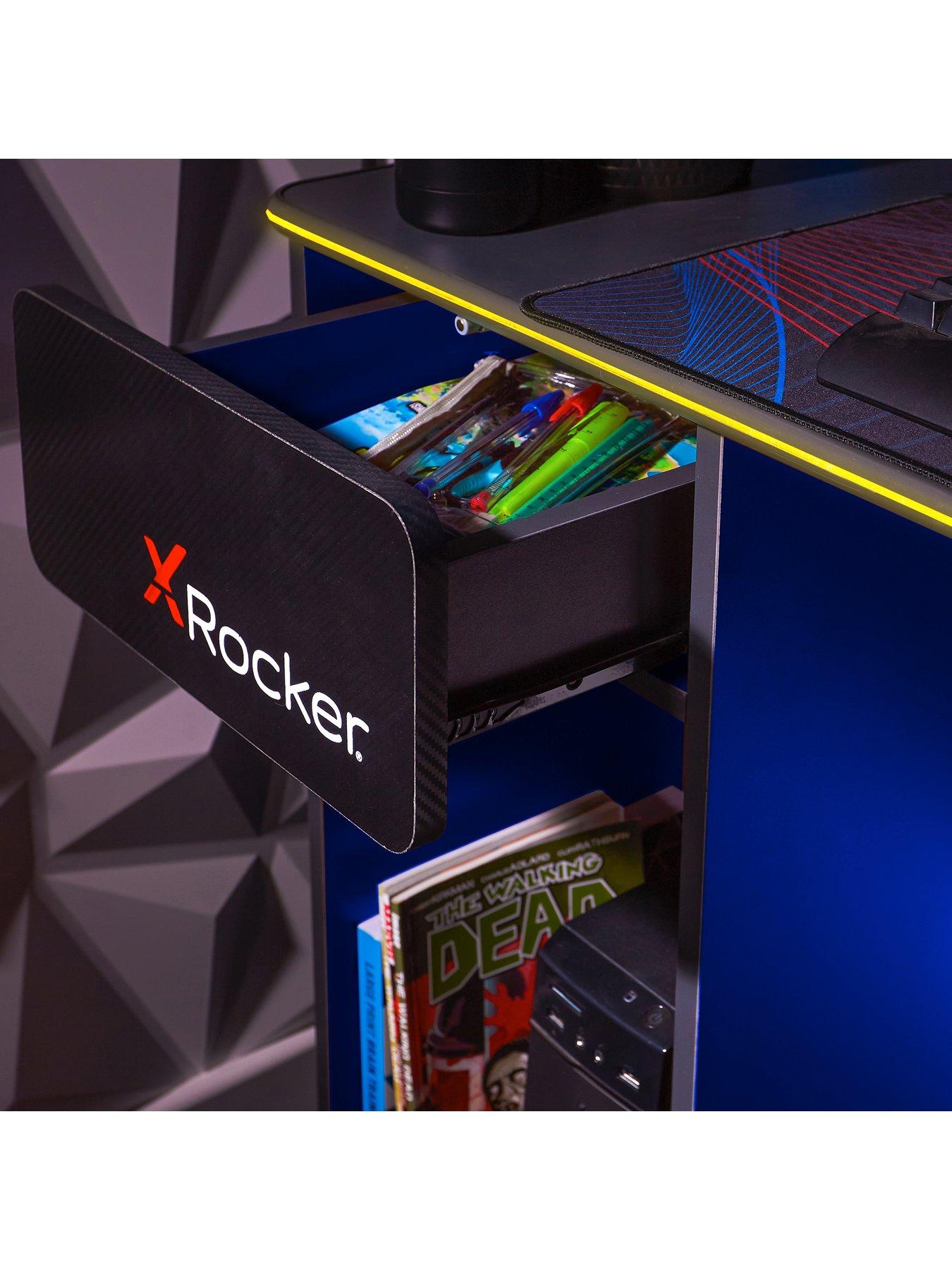  image of x-rocker-carbon-tek-gaming-desk-with-wireless-charging-and-neo-fiber-led-lights
