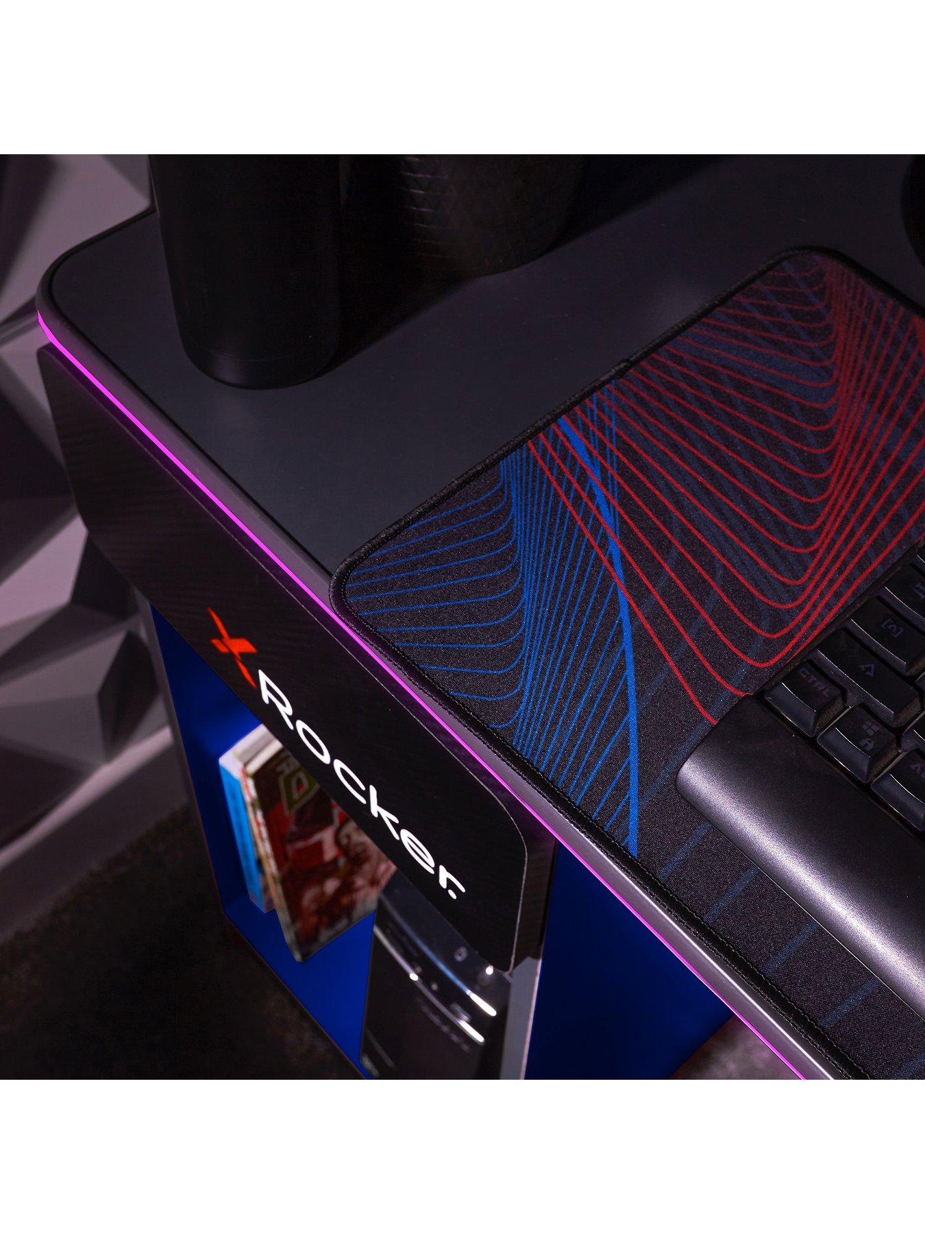  image of x-rocker-carbon-tek-gaming-desk-with-wireless-charging-and-neo-fiber-led-lights