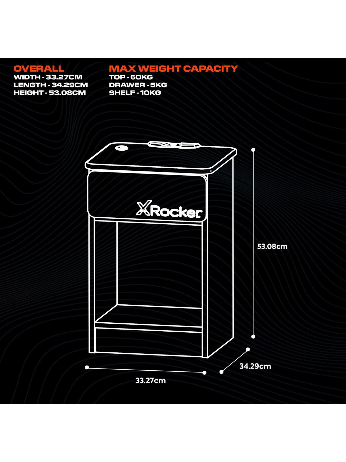 Image 7 of 7 of X Rocker Carbon-tek Bedside Table with Wireless Charging and Neo Fibre LED Lighting