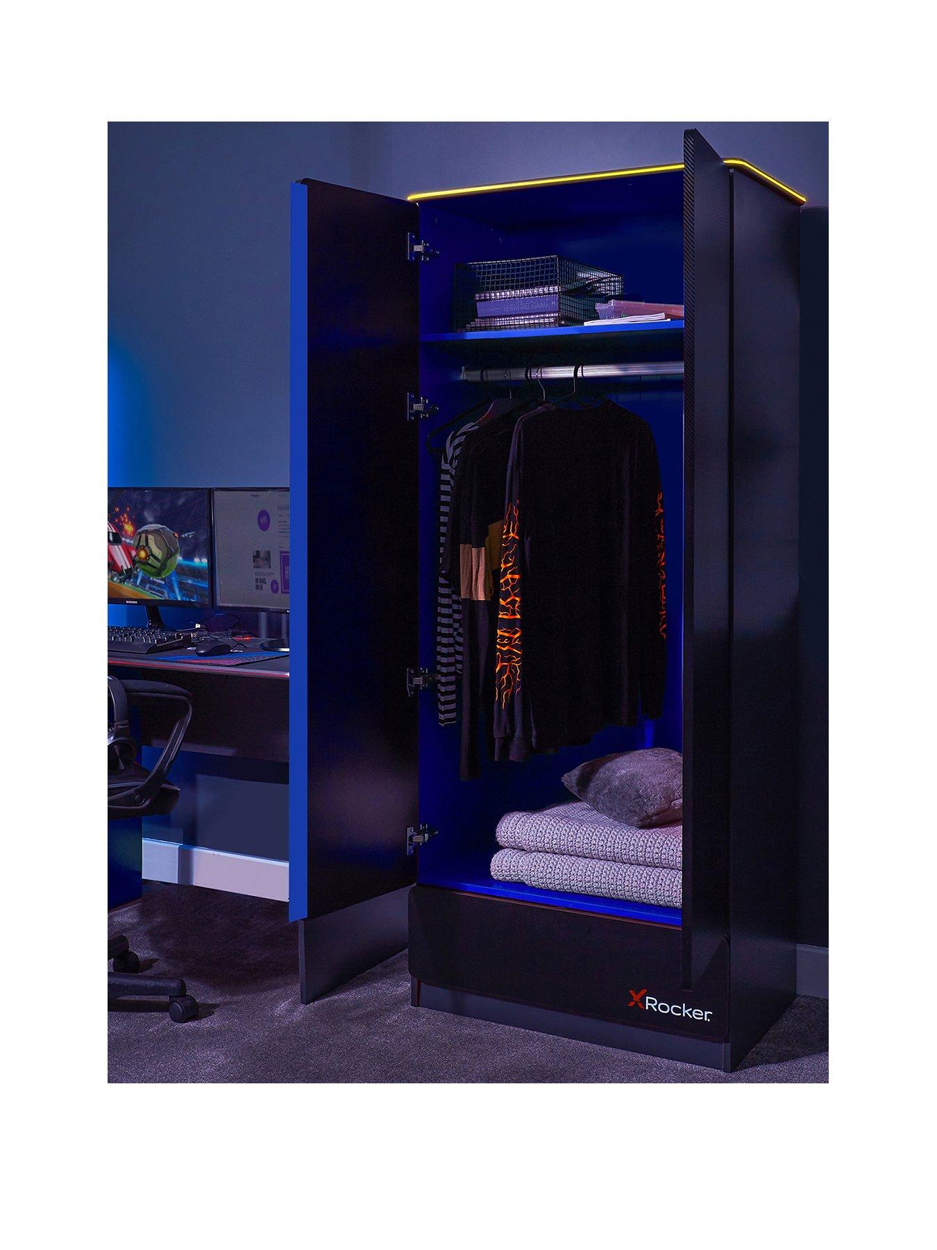 X Rocker Carbon-tek 2 Door Wardrobe with Neo Fibre LED Lighting ...