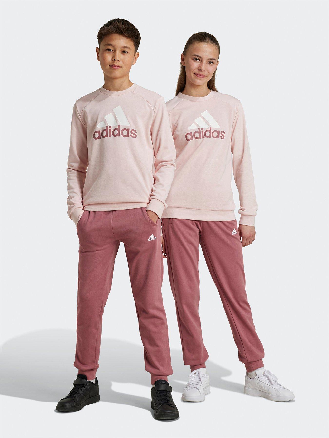 adidas Sportswear Junior Girls Essentials 3 Stripe Tracksuit Pink littlewoods