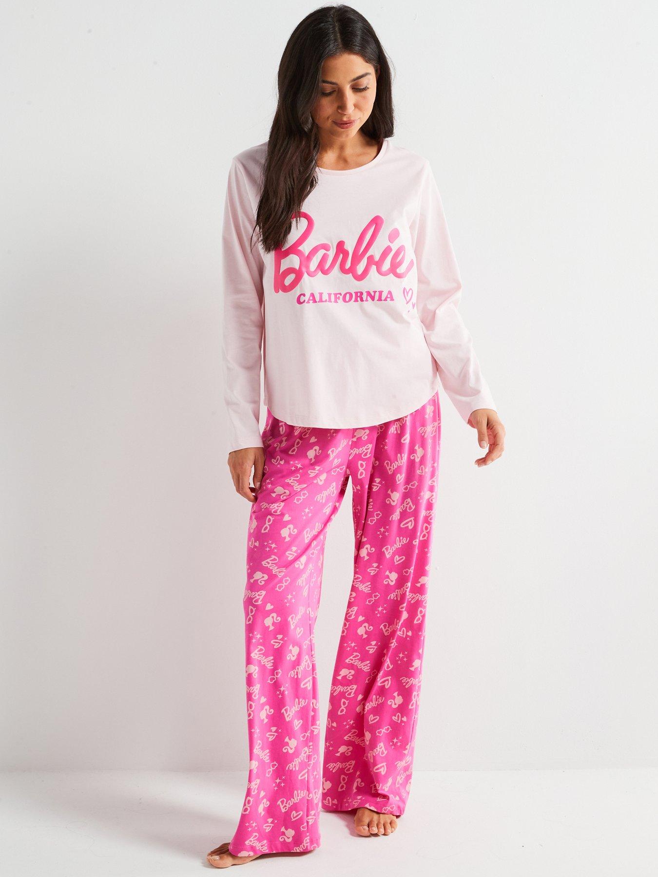 Barbie Logo Long Sleeve Pyjamas Pink littlewoods