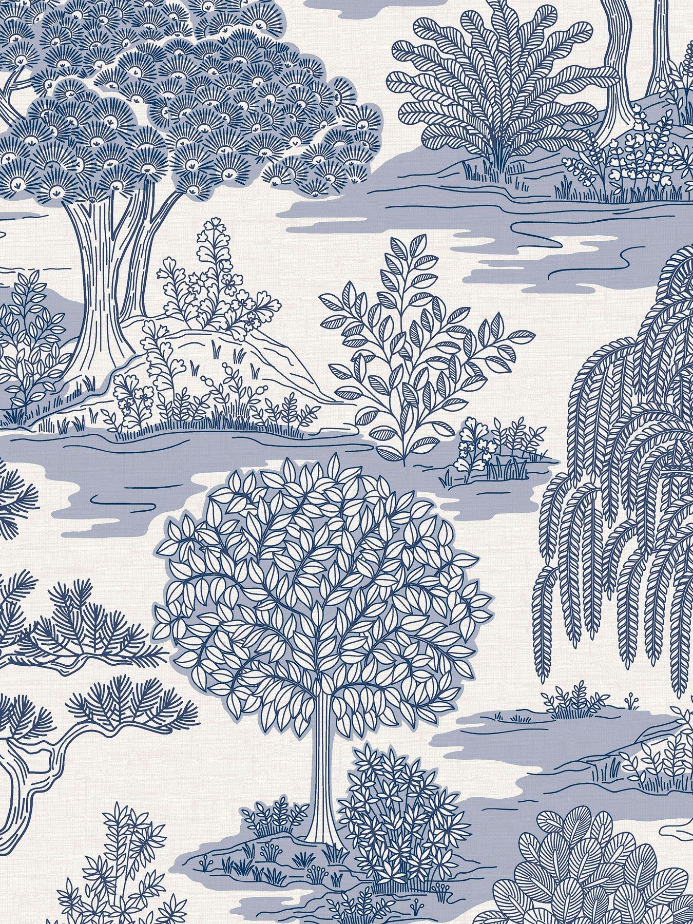  image of fine-decor-zen-blue-wallpaper