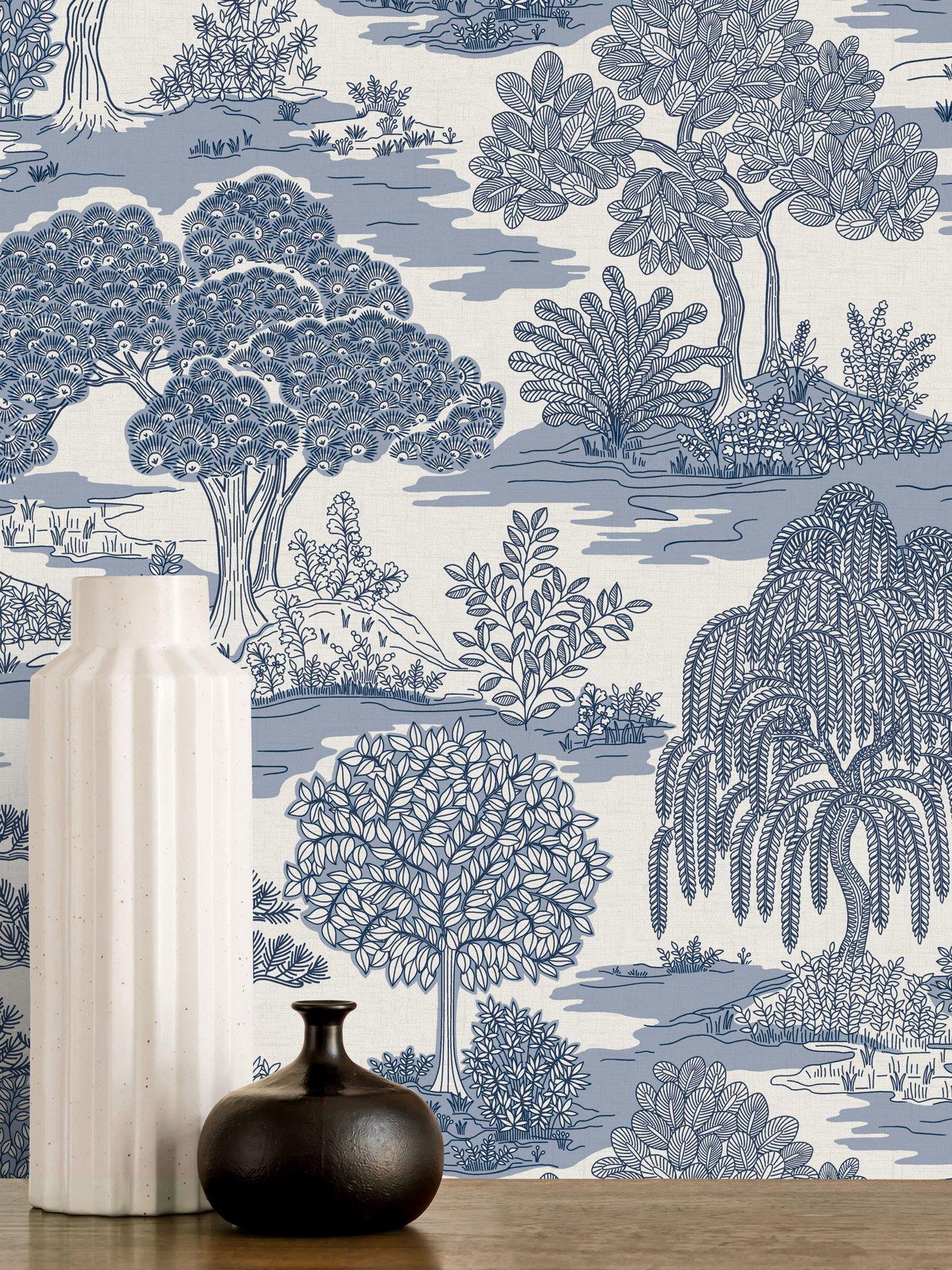  image of fine-decor-zen-blue-wallpaper