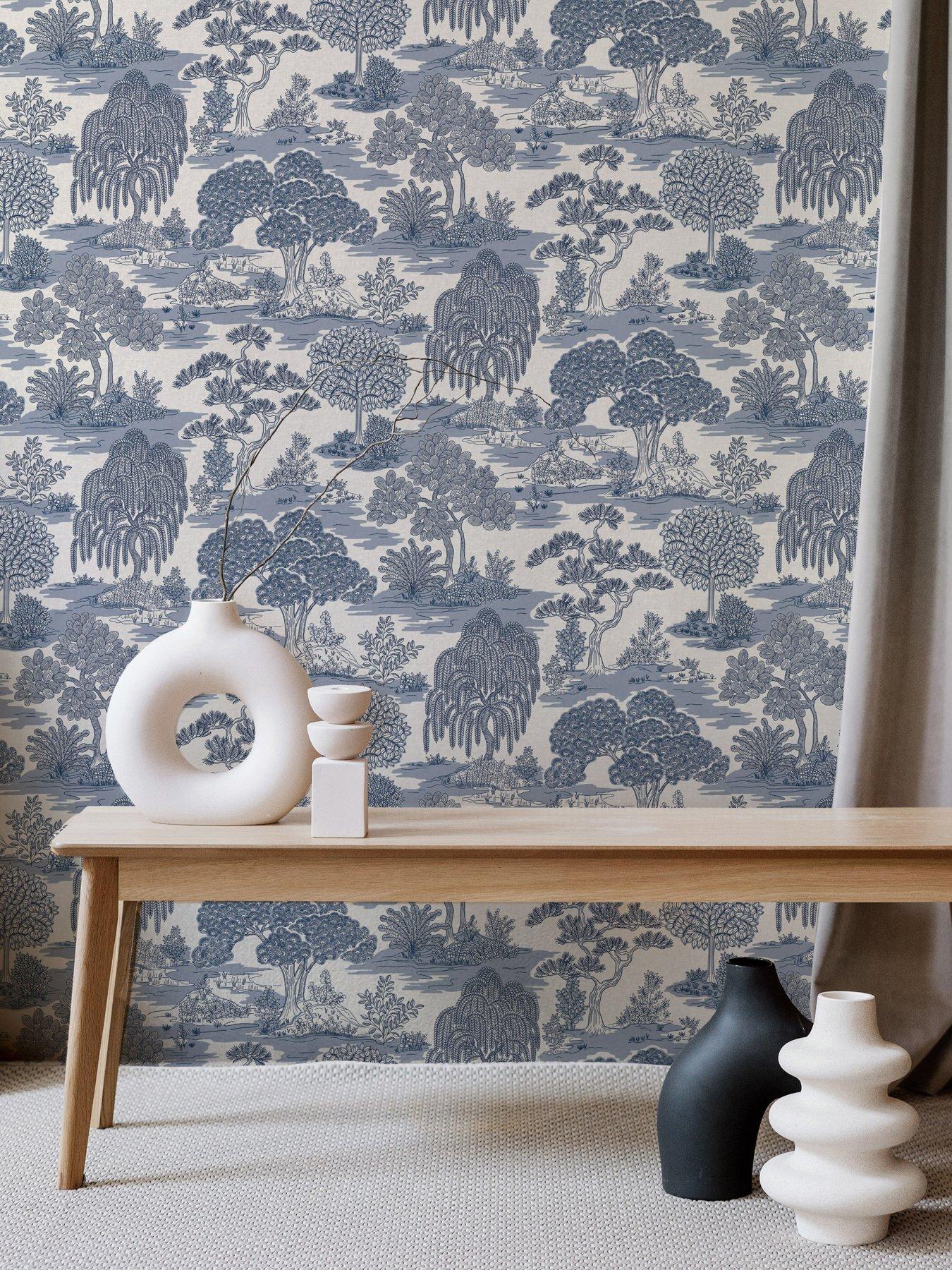  image of fine-decor-zen-blue-wallpaper