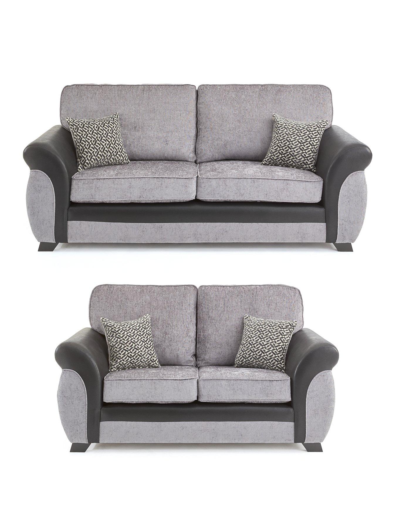 Image 2 of 6 of Very Home Marino 3 +&nbsp;2 Seater&nbsp;Standard Back Sofa Set (Buy &amp; SAVE!)&nbsp;- Grey/Black&nbsp;- Made in the UK