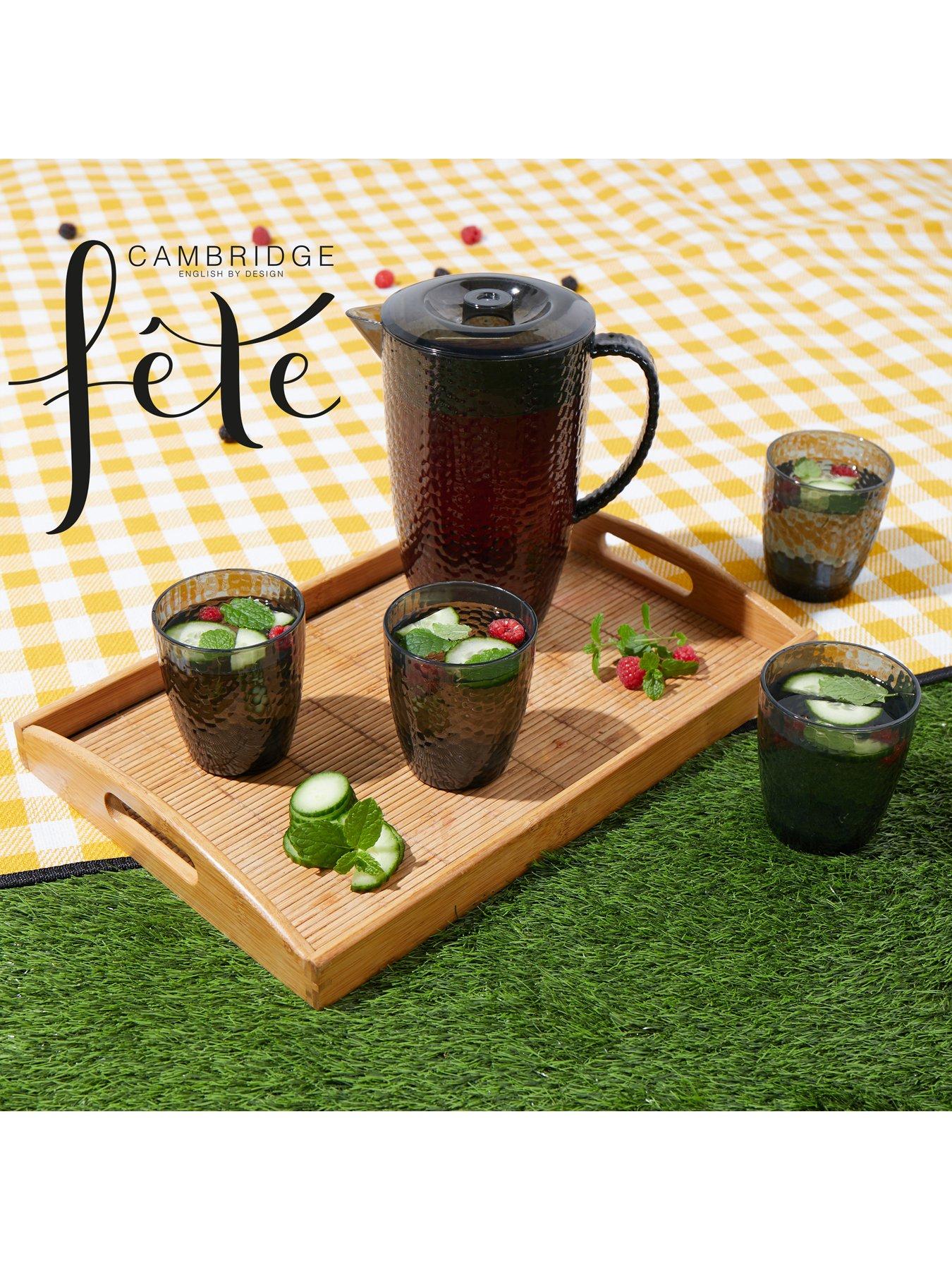  image of cambridge-fete-plastic-tumbler-glasses-in-black-ndash-set-of-4
