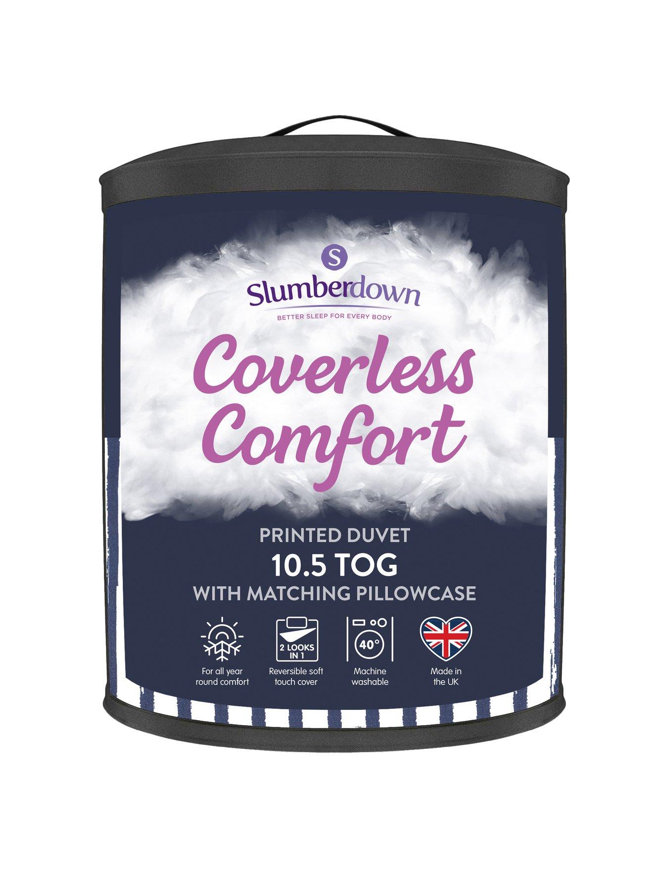  image of slumberdown-coverless-duvet-printed-stripe-navy-105-tog-single