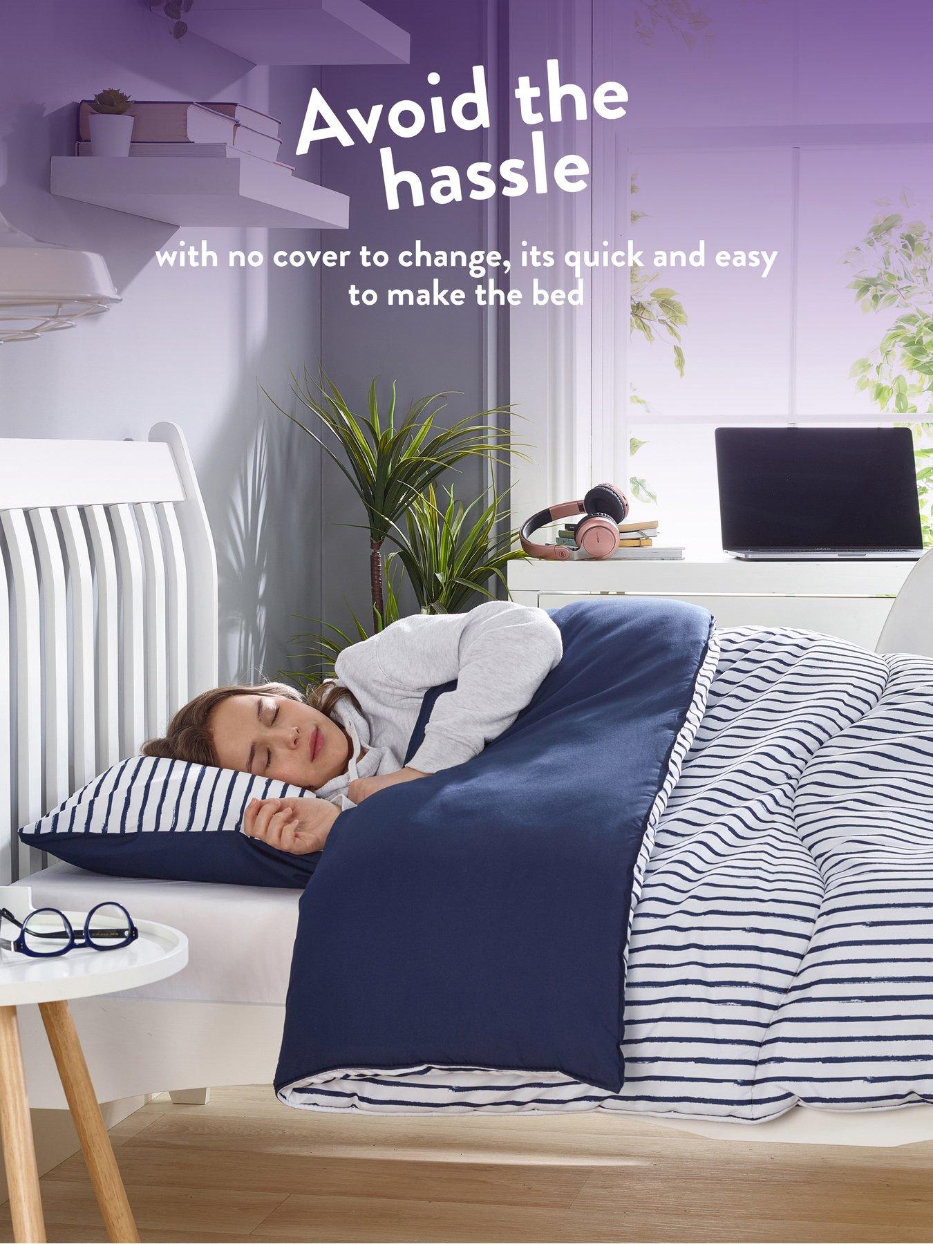  image of slumberdown-coverless-duvet-printed-stripe-navy-105-tog-single