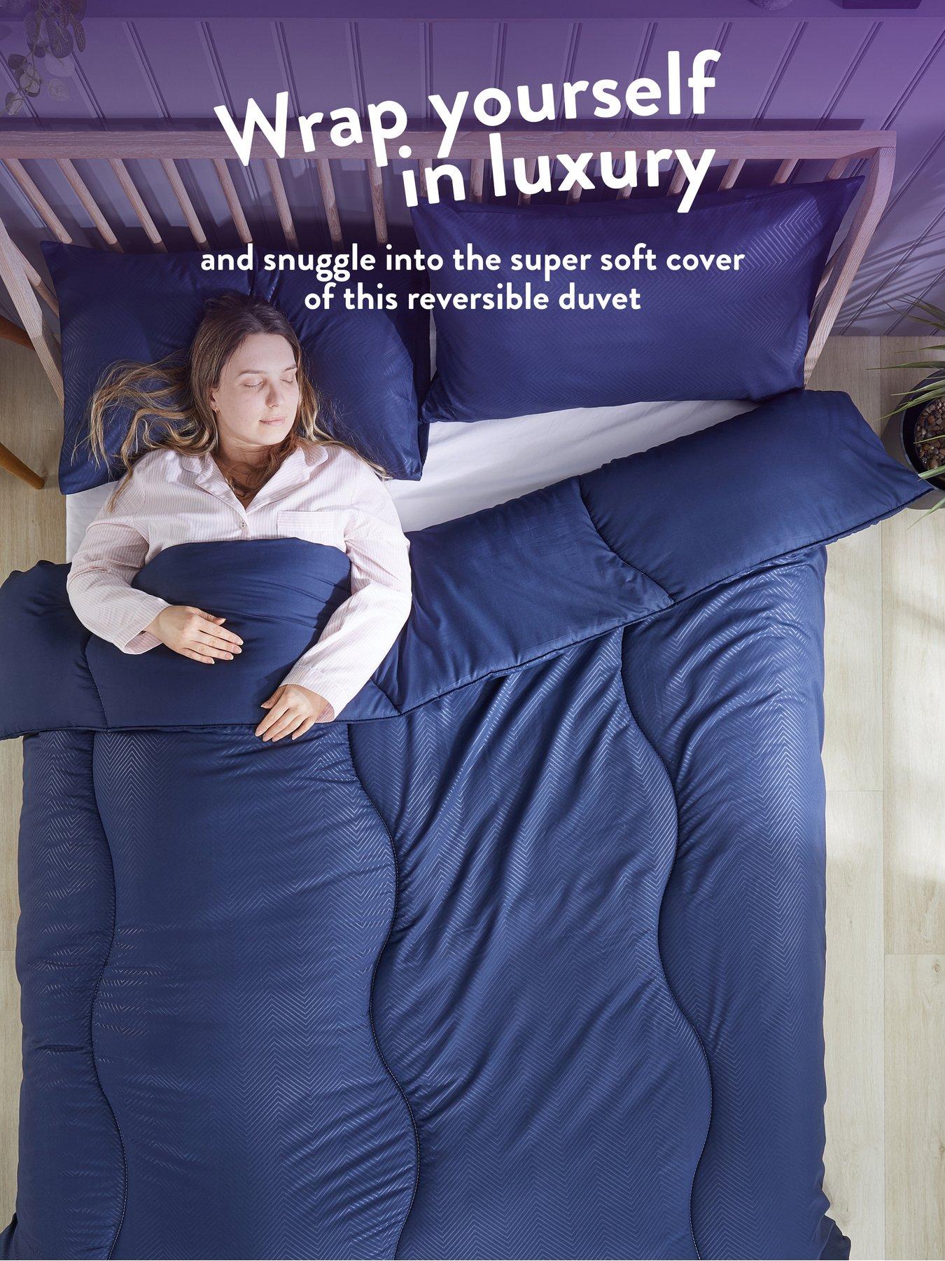 stillFront image of slumberdown-coverless-duvet-embossed-herringbone-navy-105-tog-single
