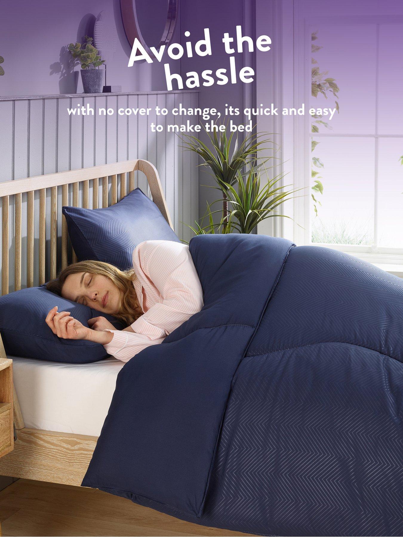 image of slumberdown-coverless-duvet-embossed-herringbone-navy-105-tog-single