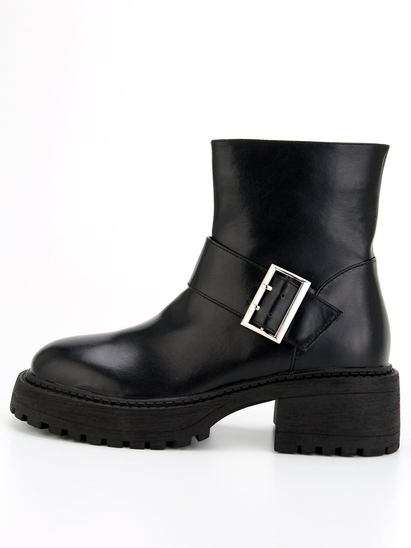 undefined Apple Buckle Ankle Boot - Black
