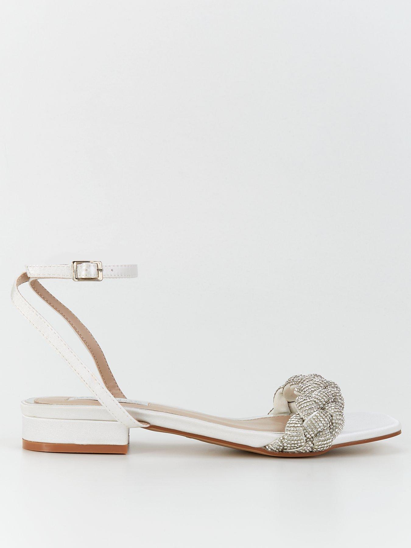 undefined Be Mine Morgan Embellished Strap Flat Sandal - Ivory Satin