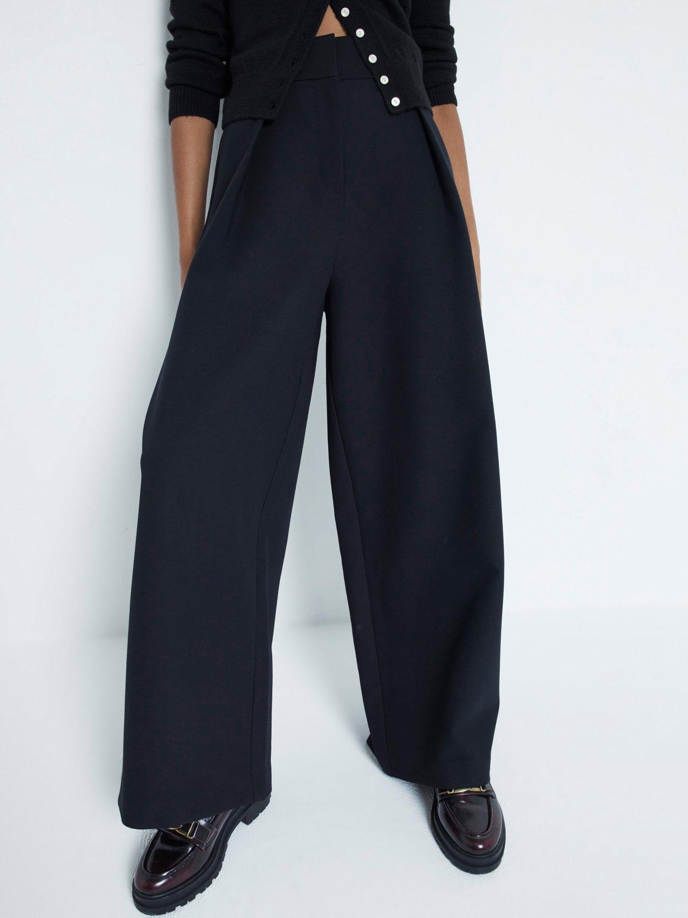 undefined High Waist Wide Leg Trouser - Black
