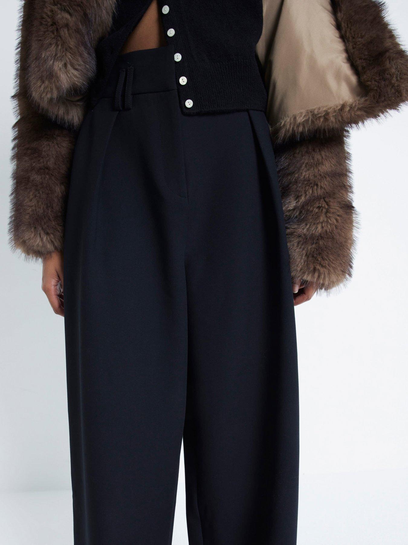 Image 4 of 6 of River Island High Waist Wide Leg Trouser - Black