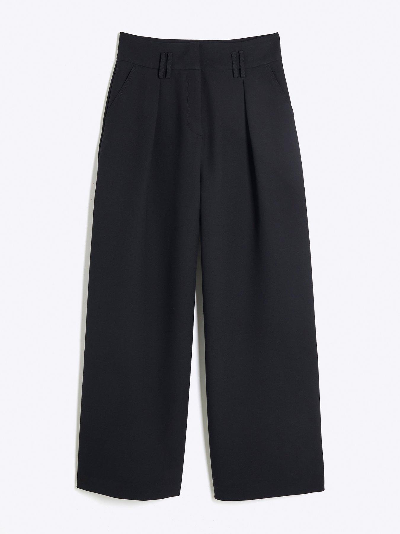Image 6 of 6 of River Island High Waist Wide Leg Trouser - Black