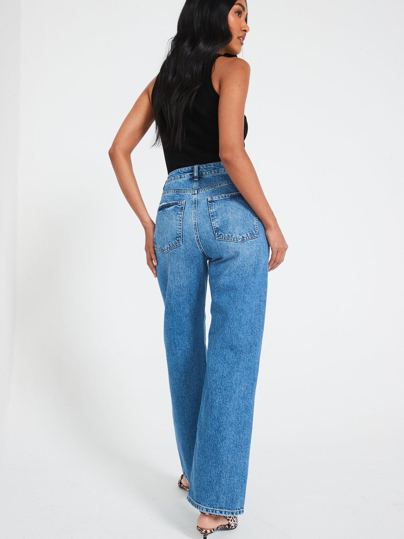  image of v-by-very-high-waist-wide-leg-jeans-midi-wash