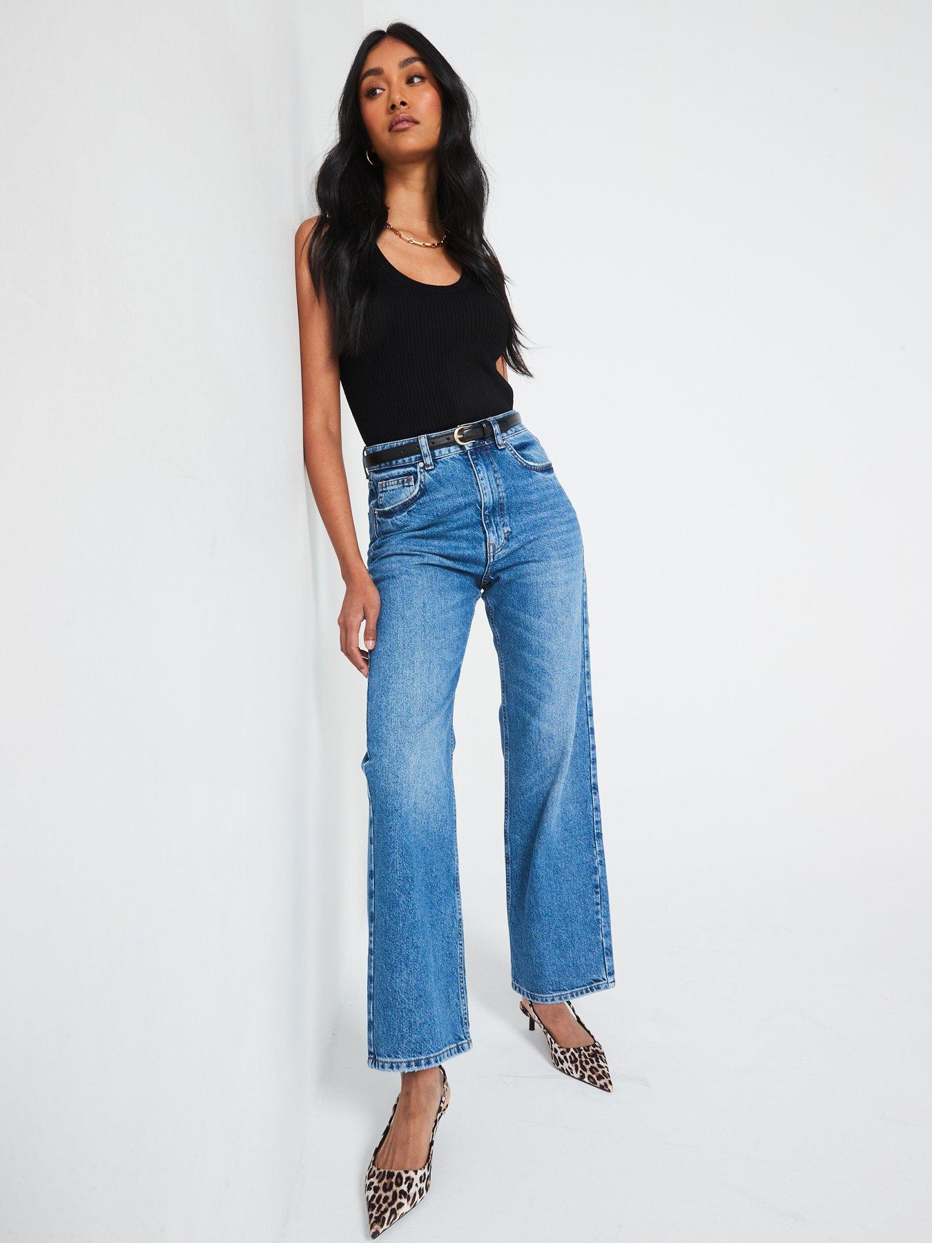  image of v-by-very-high-waist-wide-leg-jeans-midi-wash