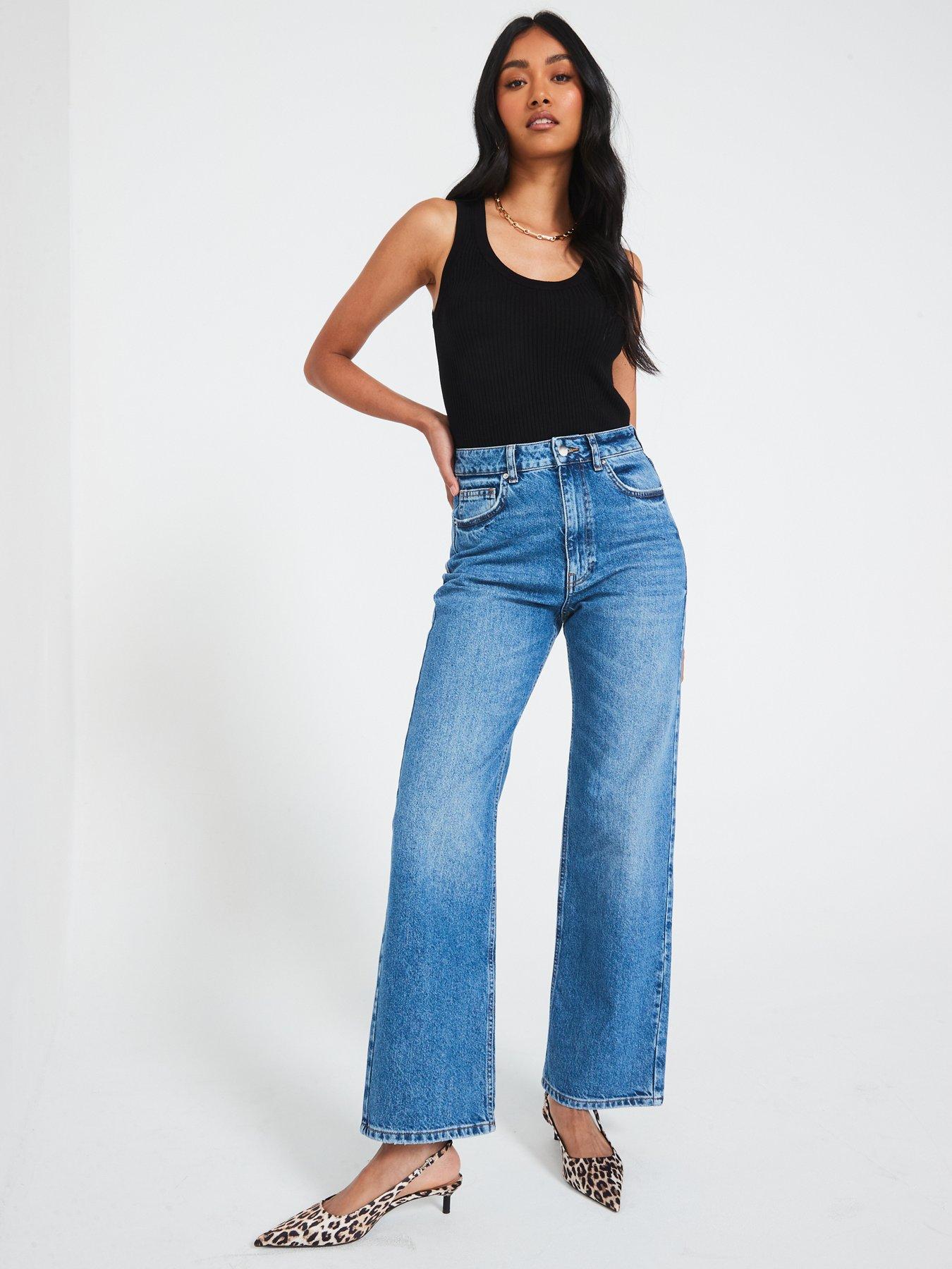  image of v-by-very-high-waist-wide-leg-jeans-midi-wash