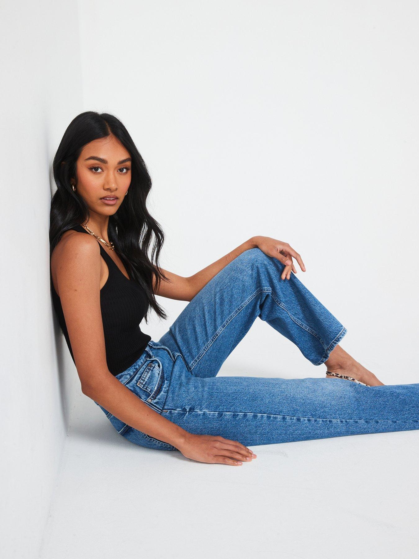  image of v-by-very-high-waist-wide-leg-jeans-midi-wash