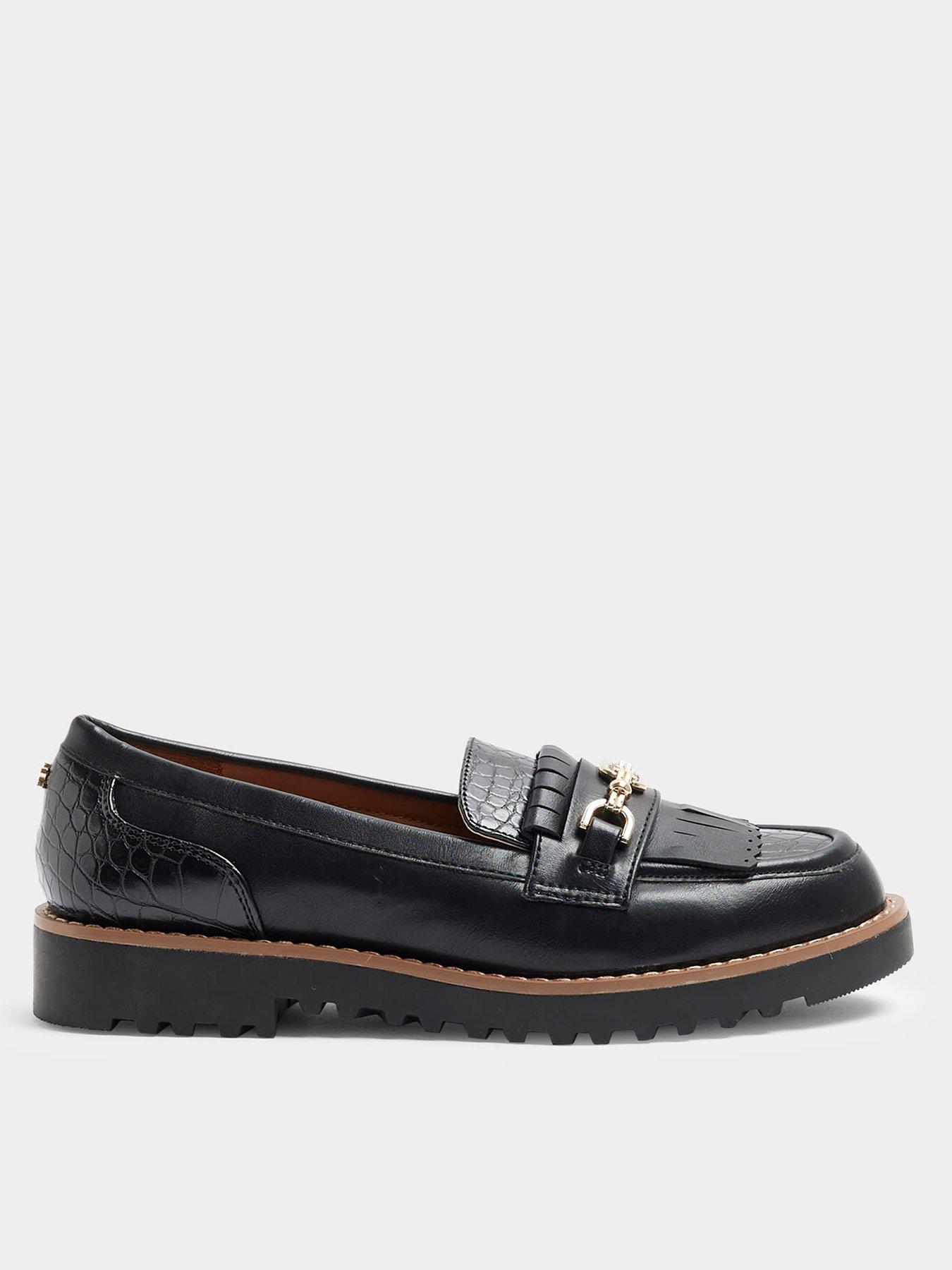  image of river-island-fringed-snaffle-loafer-black
