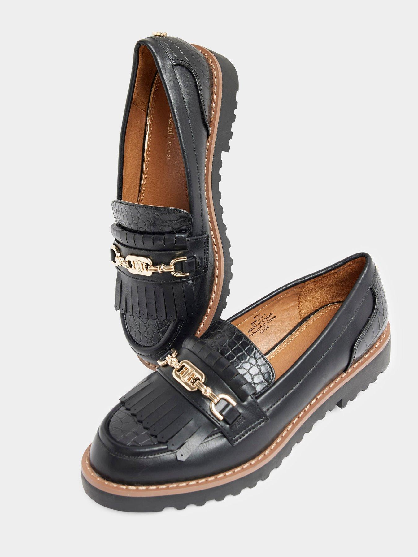  image of river-island-fringed-snaffle-loafer-black