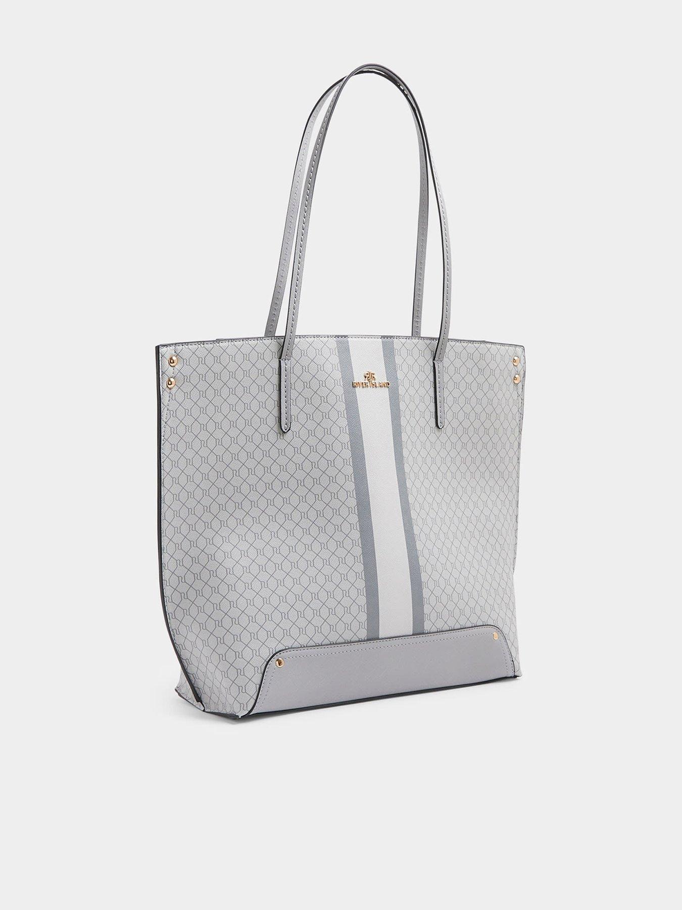 Image 3 of 5 of River Island Stripe Shopper - Grey