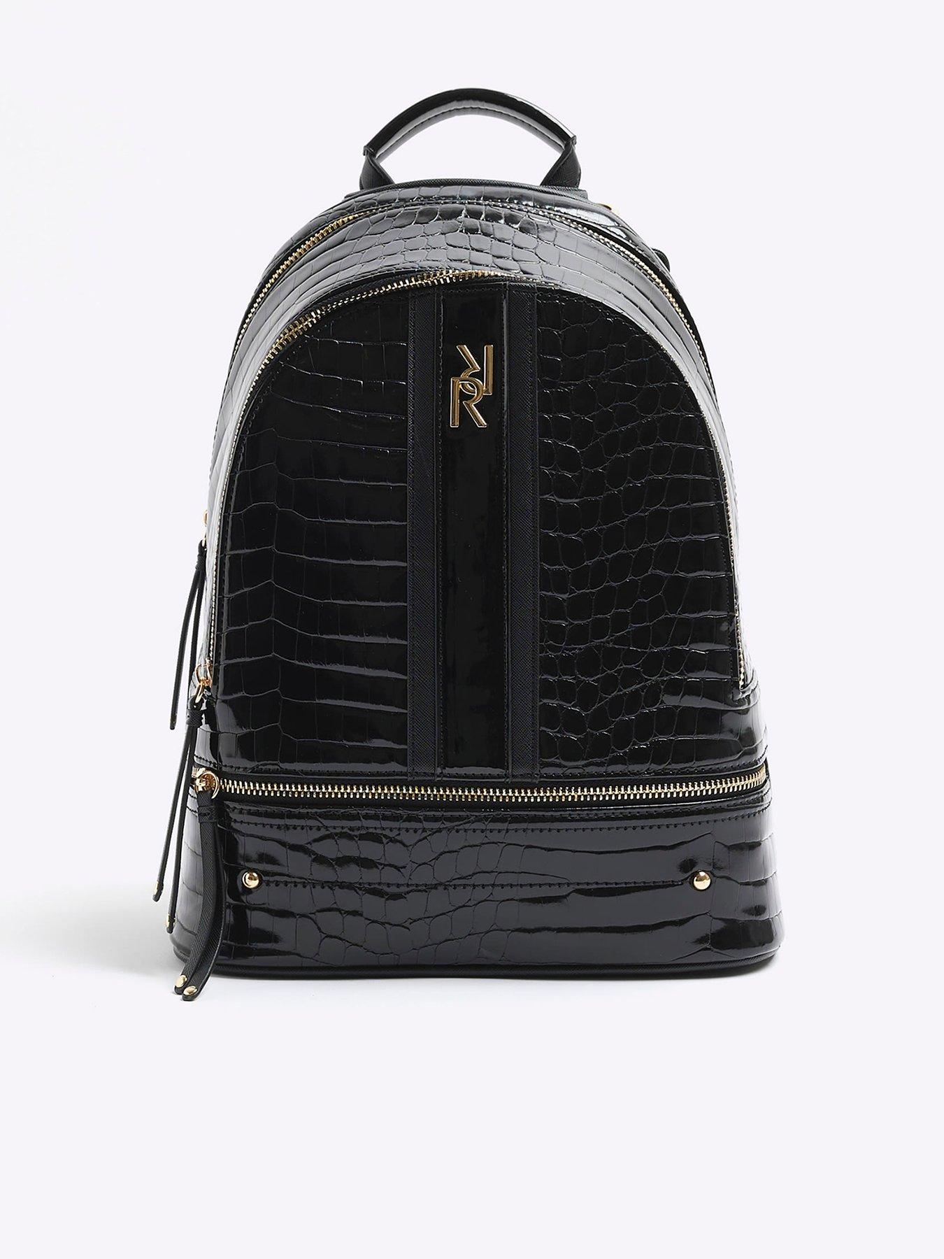  image of river-island-croc-backpack-black
