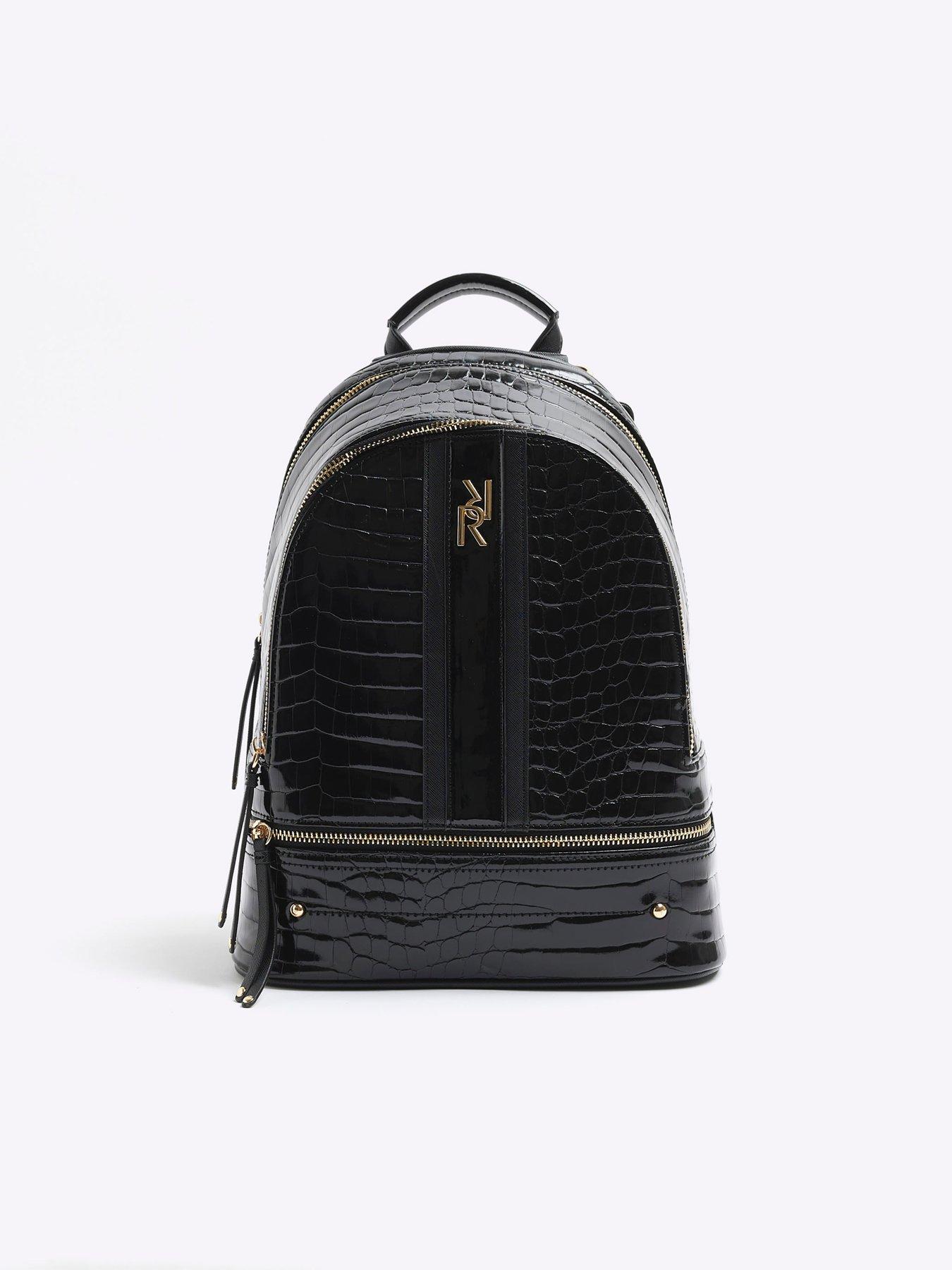  image of river-island-croc-backpack-black