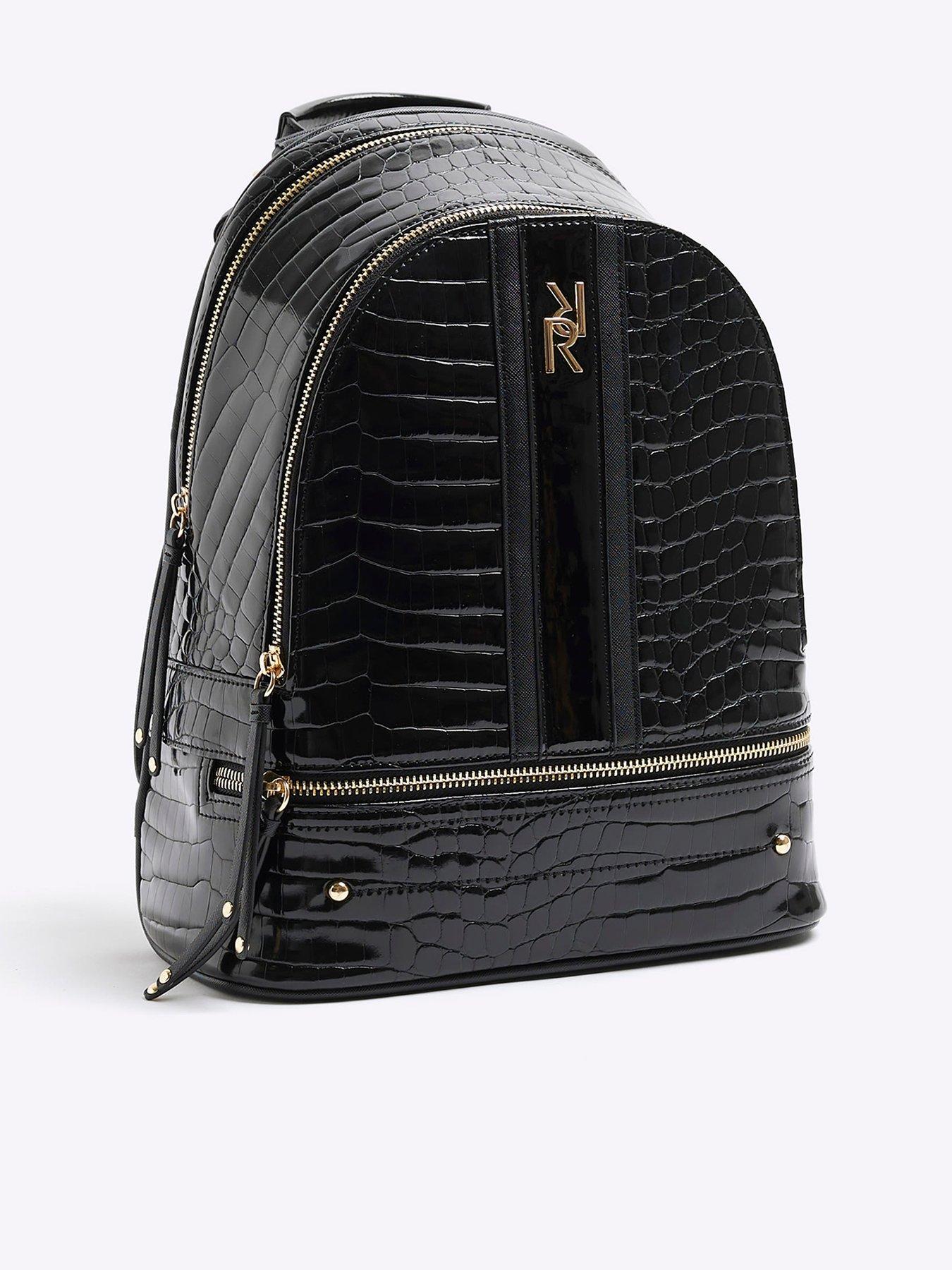  image of river-island-croc-backpack-black