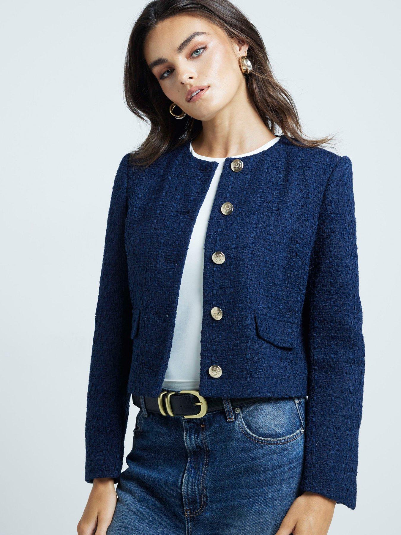 undefined Boucle Trophy Jacket - Navy