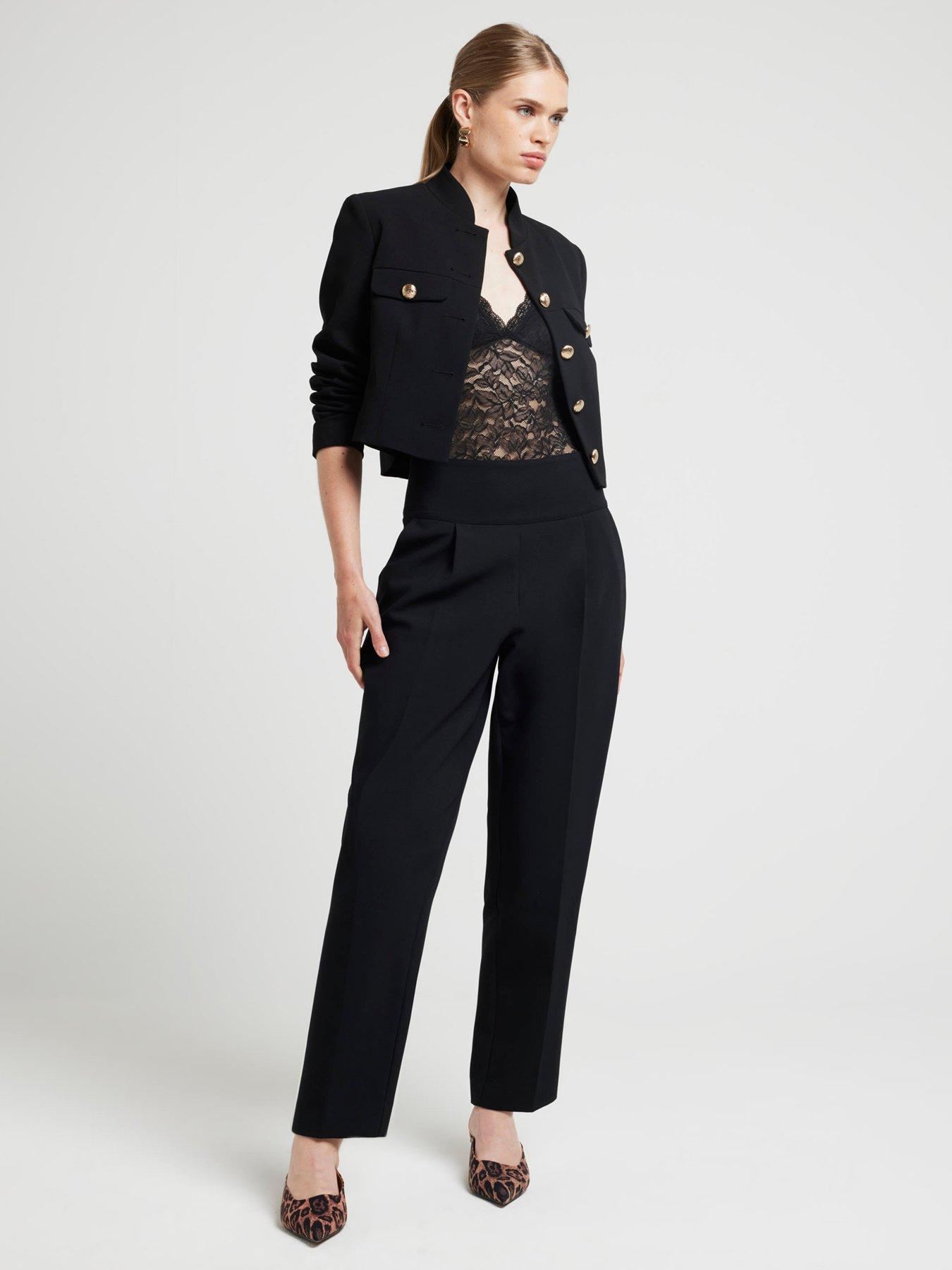 undefined High Waist Trousers - Black