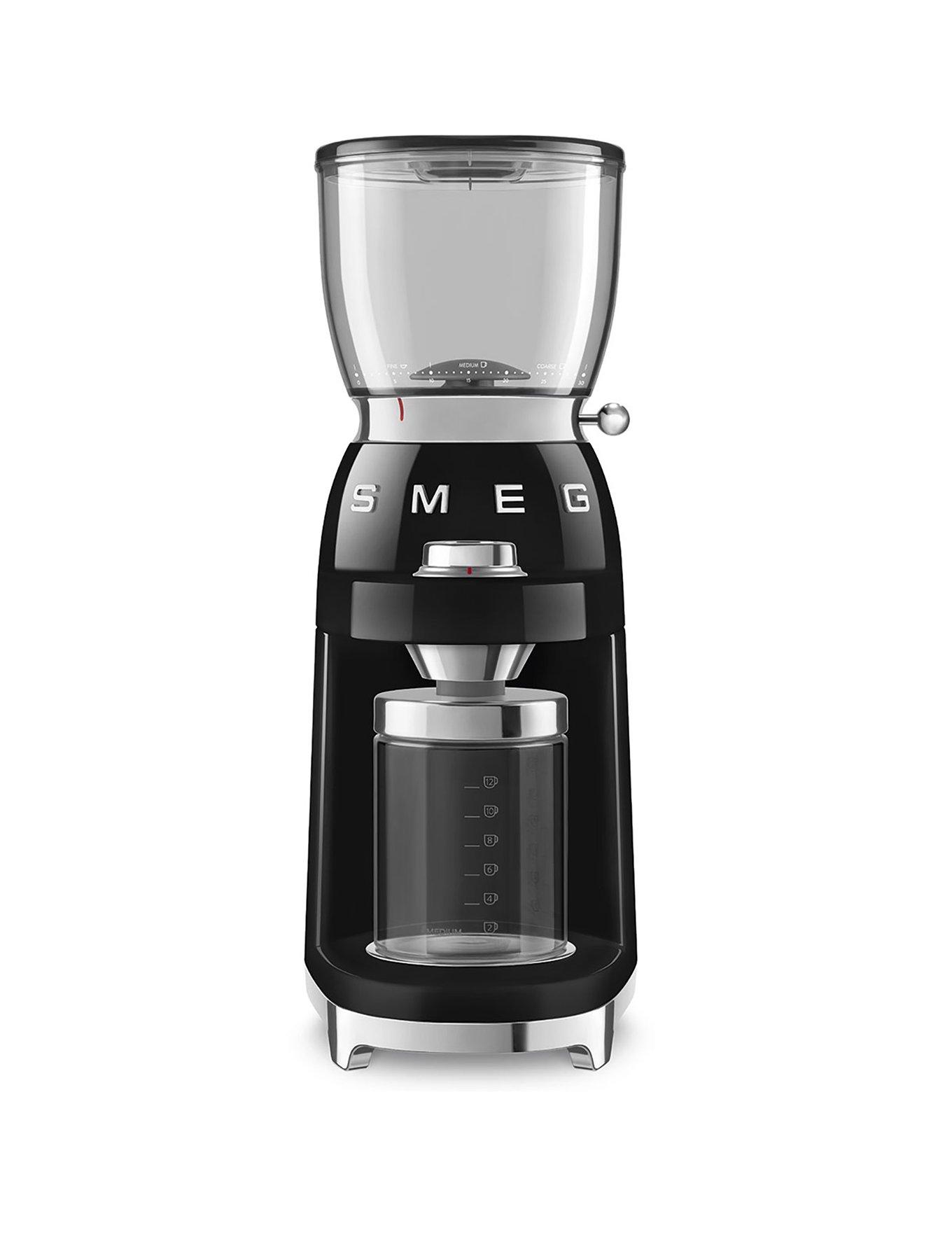 front image of smeg-cgf11-50rsquos-style-coffee-grinder-black