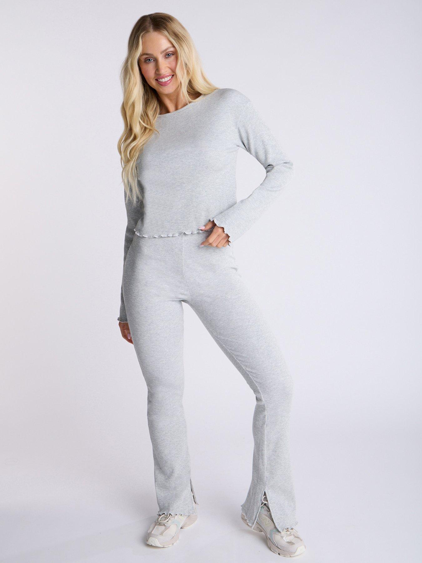 boux-avenue-ribbed-flare-trouser-grey-marl-mix