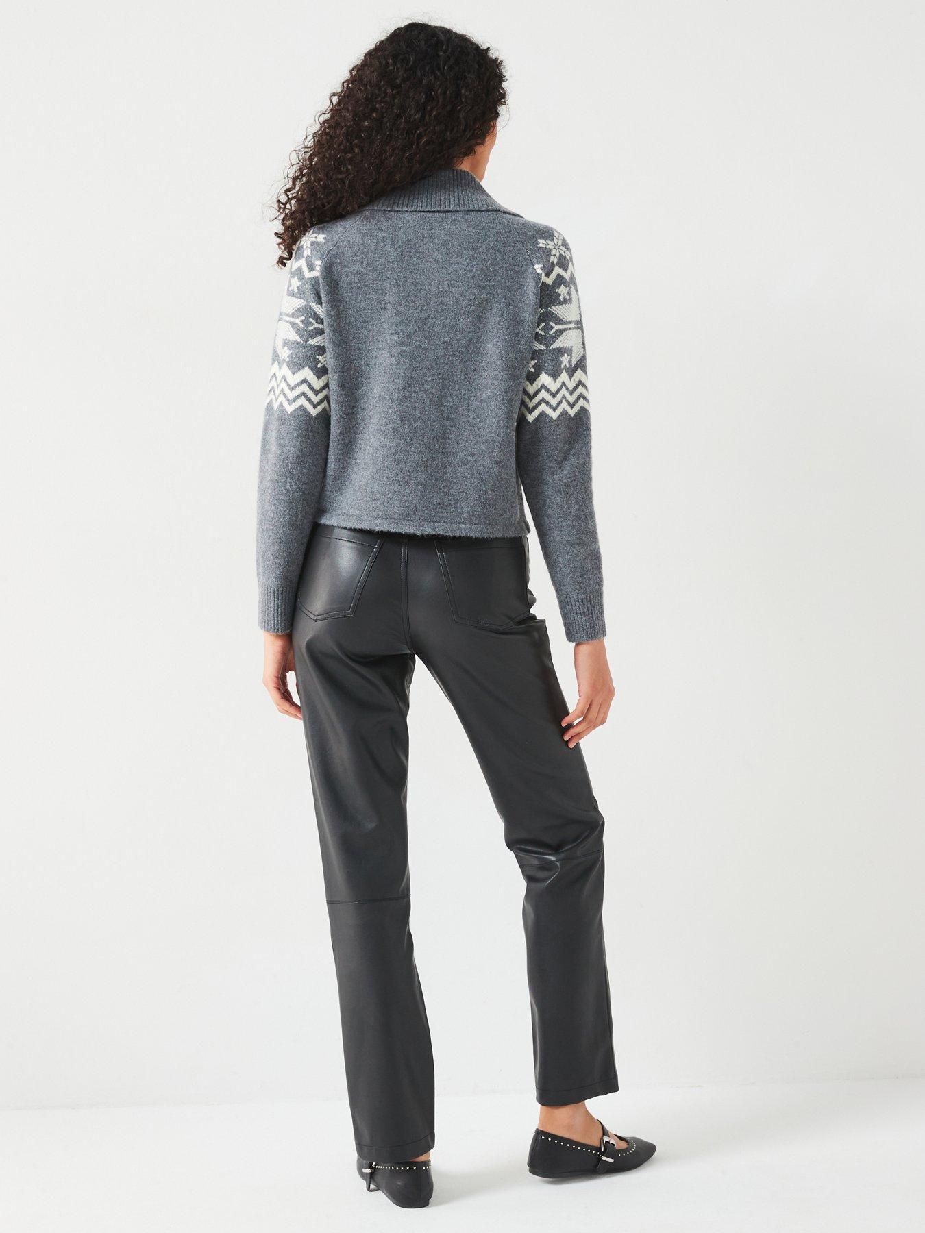 stillFront image of v-by-very-fairsile-zip-front-cardigan-with-wool-grey