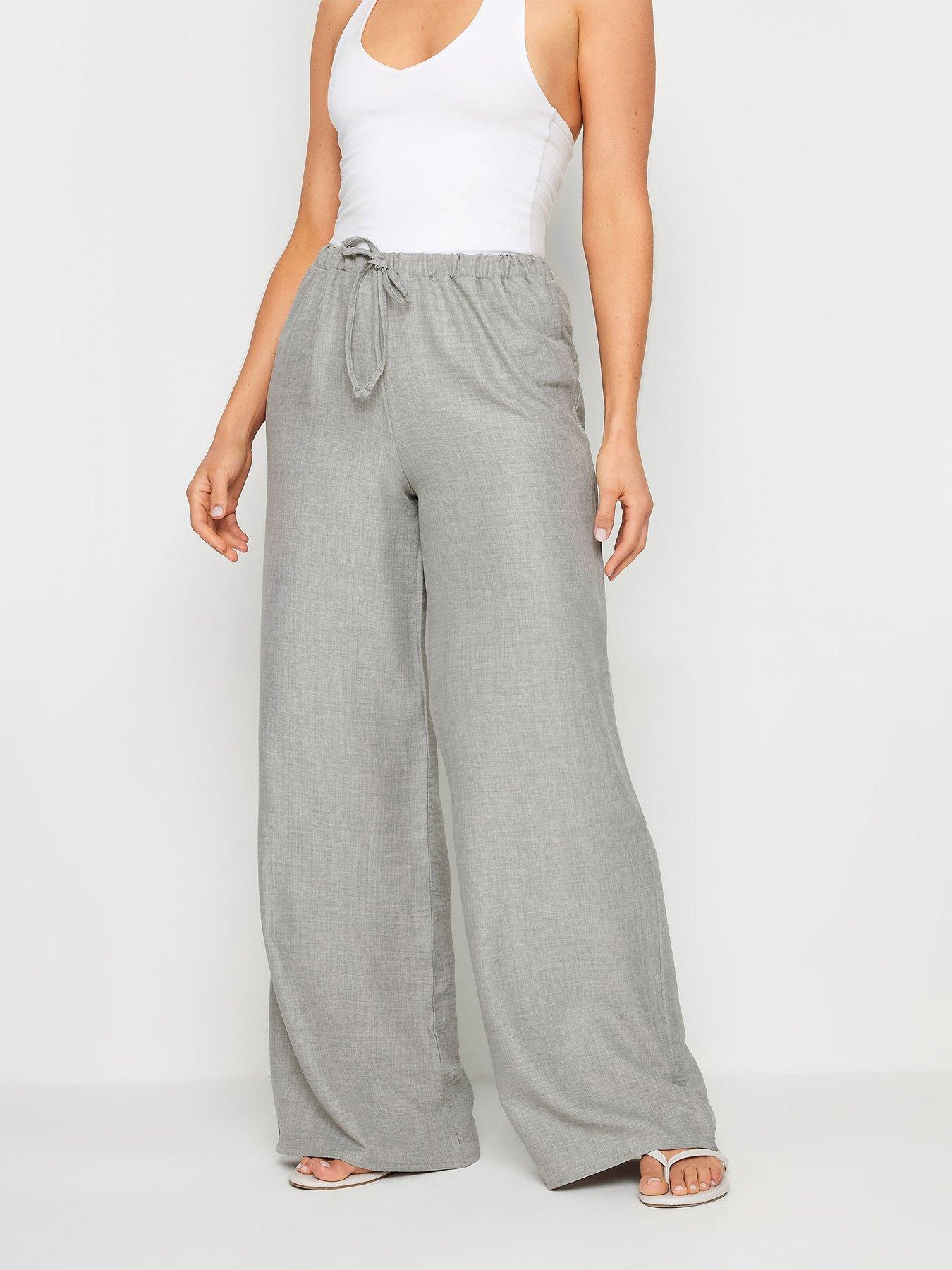 undefined Tall Textured Wide Leg Trousers - Grey