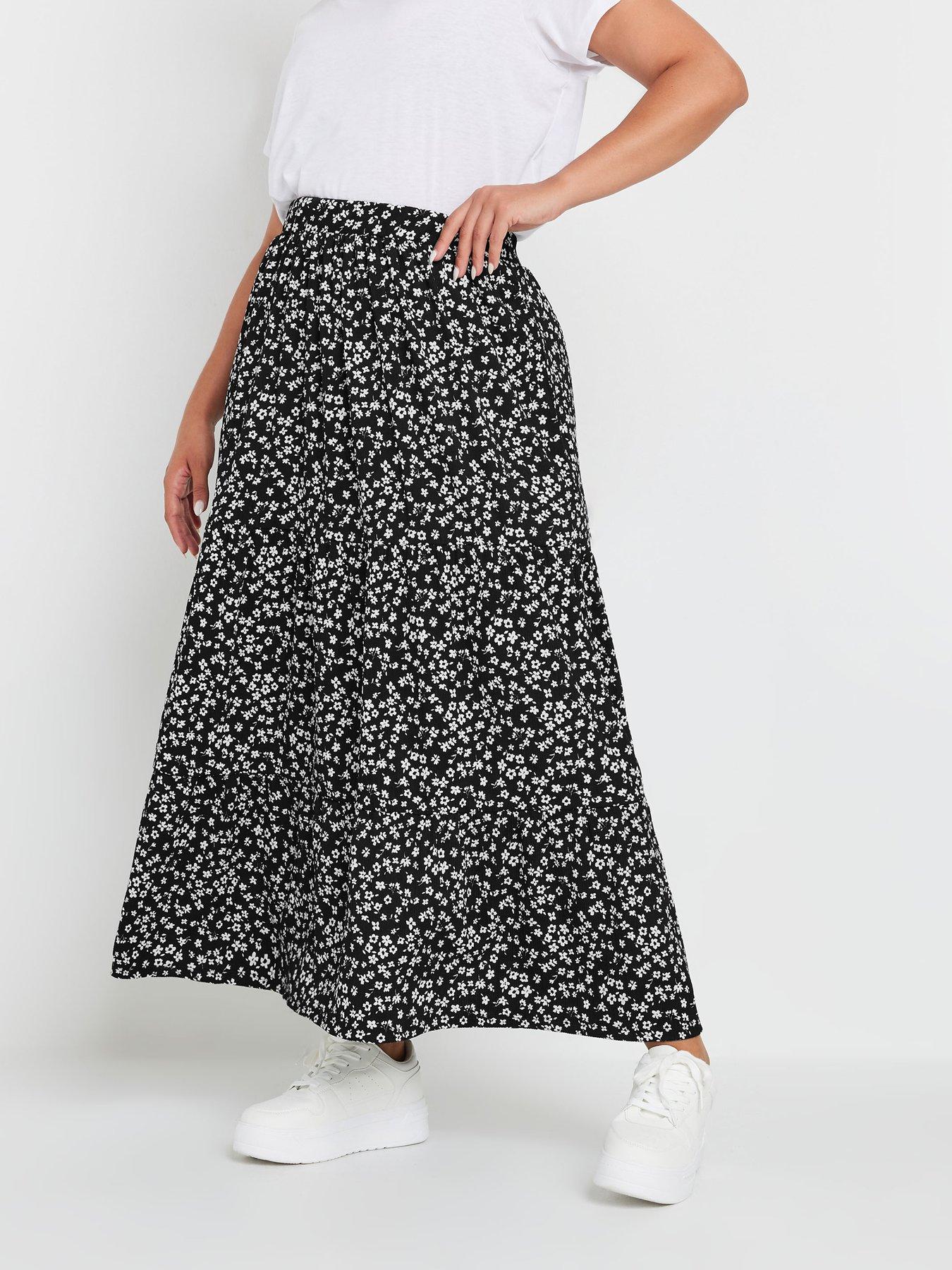 undefined Curve Jersey Tiered Skirt - Black