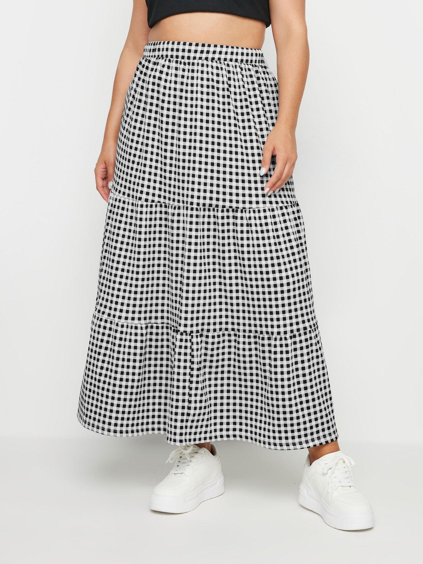 undefined Curve Jersey Tiered Skirt - Black