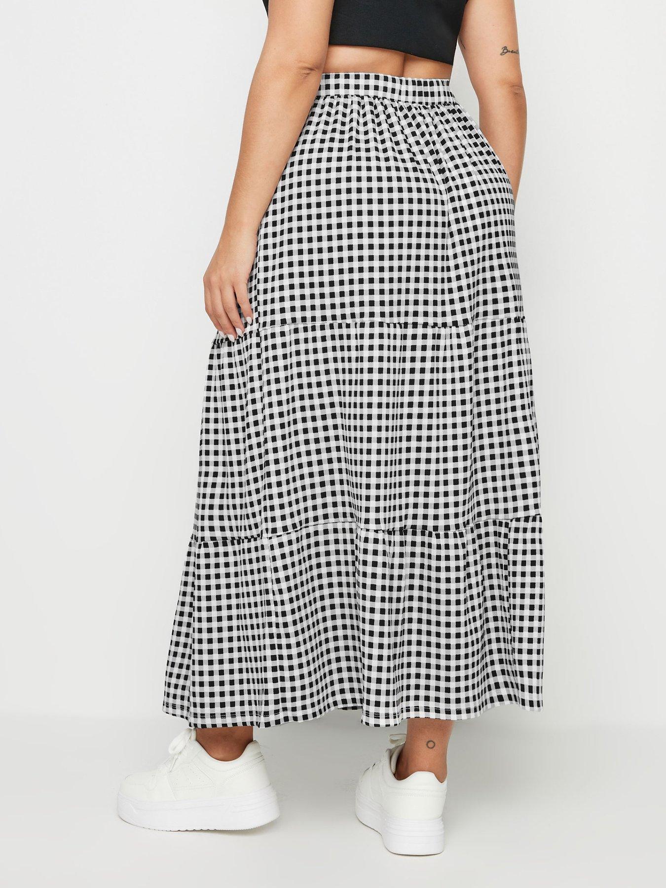  image of yours-curve-jersey-tiered-skirt-black