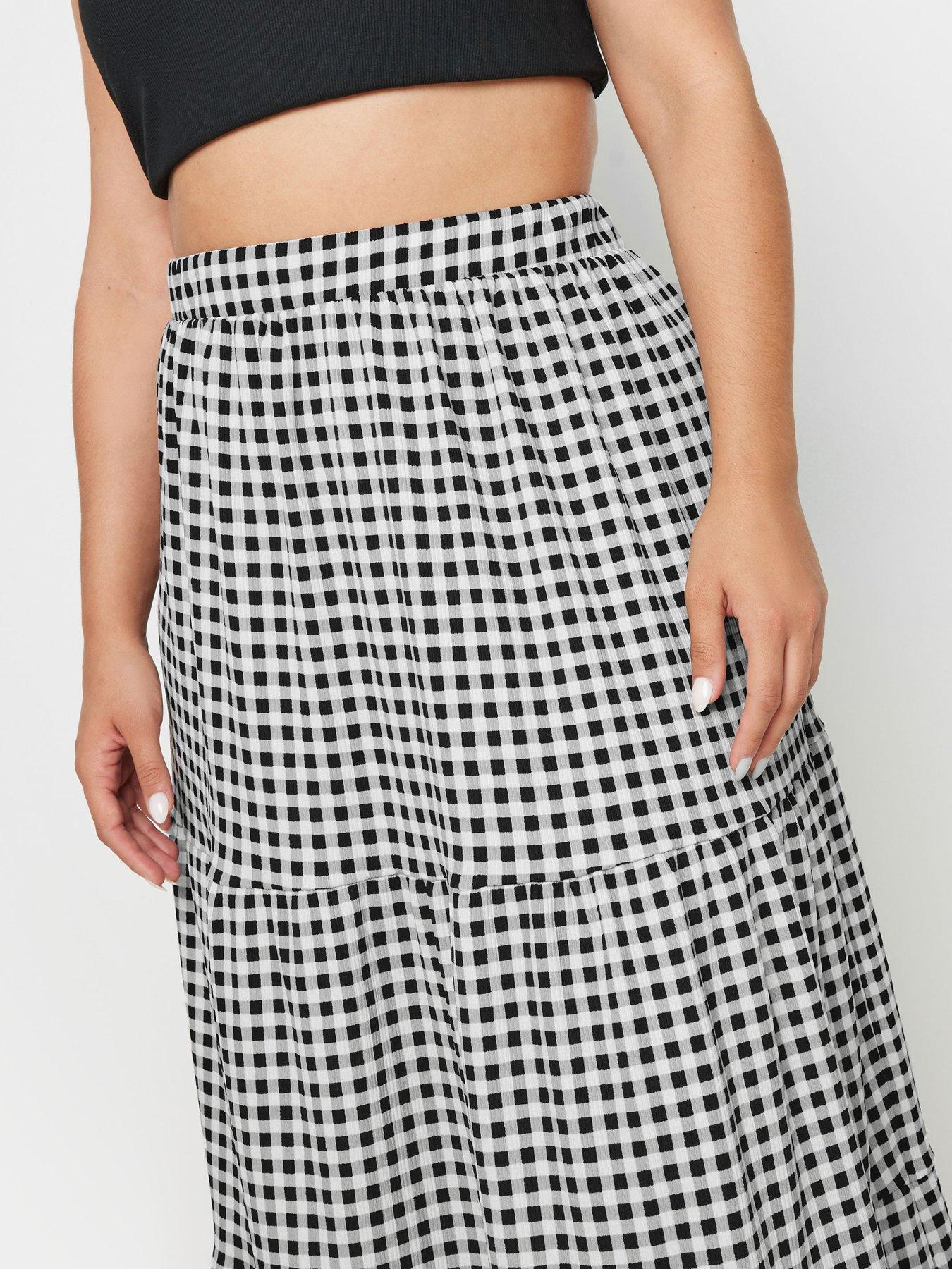  image of yours-curve-jersey-tiered-skirt-black