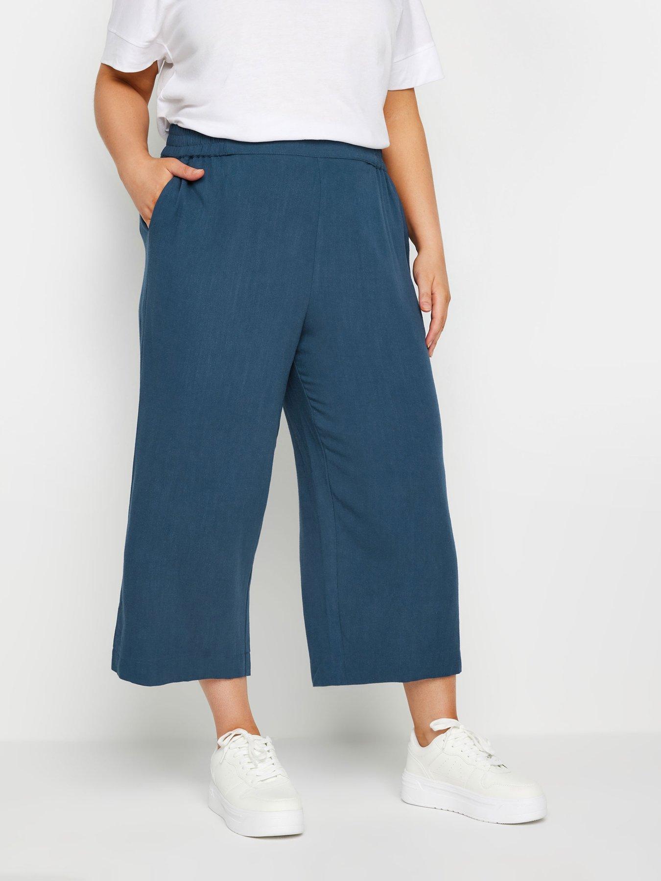 undefined Curve Linen Look Cropped Trousers