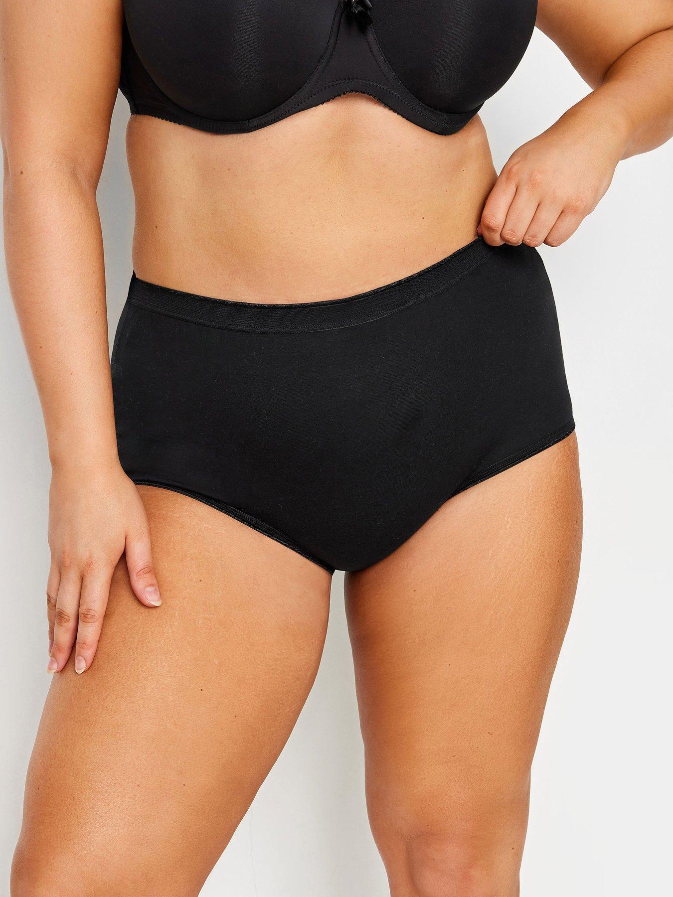 Image 1 of 3 of Yours Curve 5 Pack Stretch Full Briefs - Black