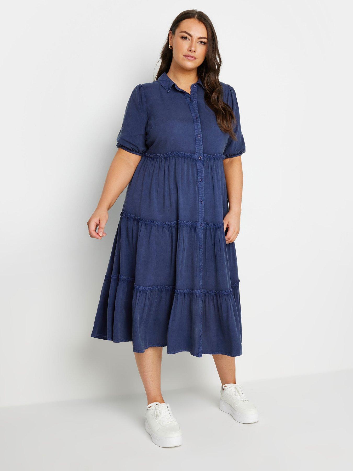undefined Curve Wash Shirt Dress - Blue