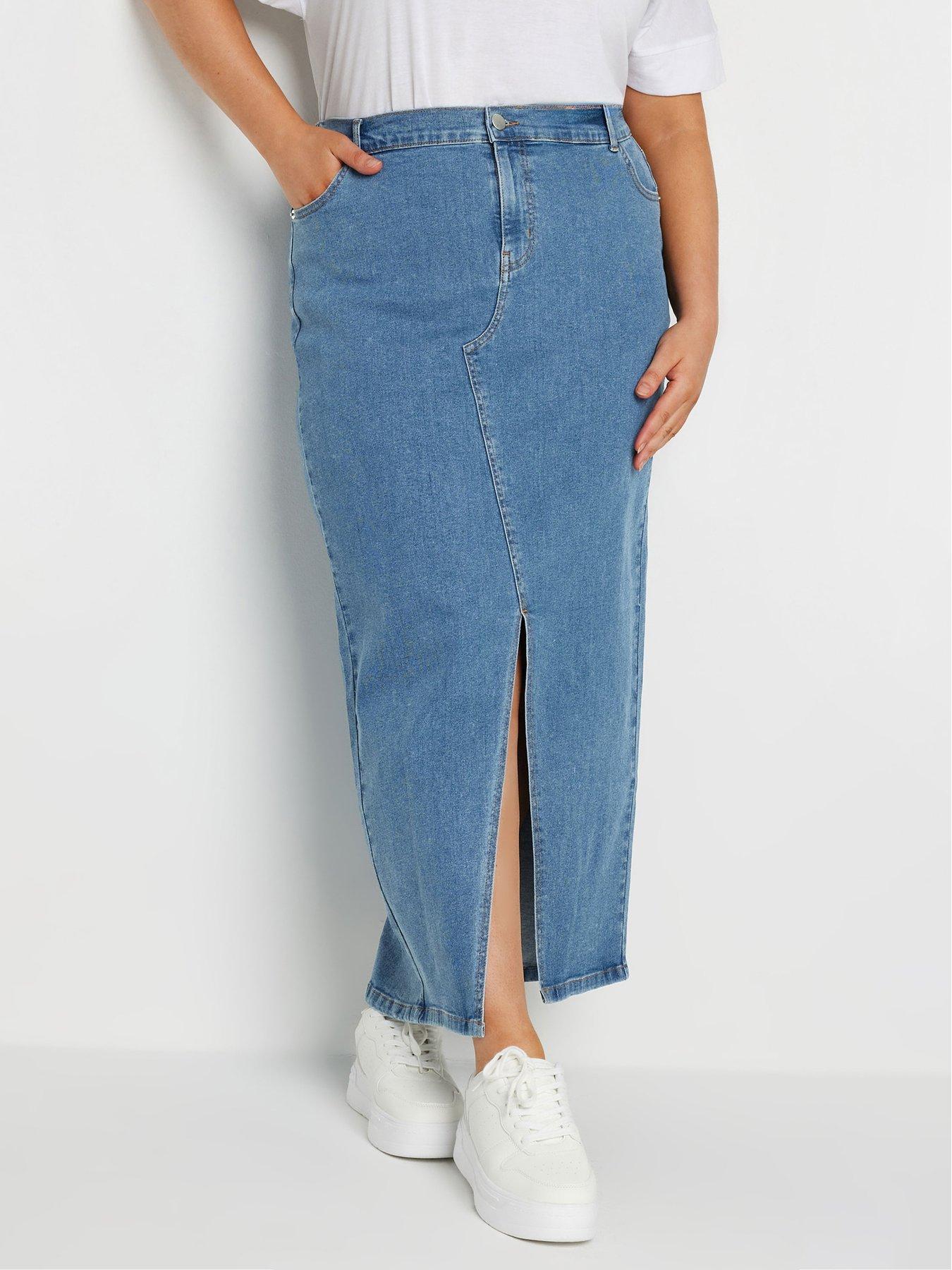 undefined Curve Maxi Stretch Denim Skirt
