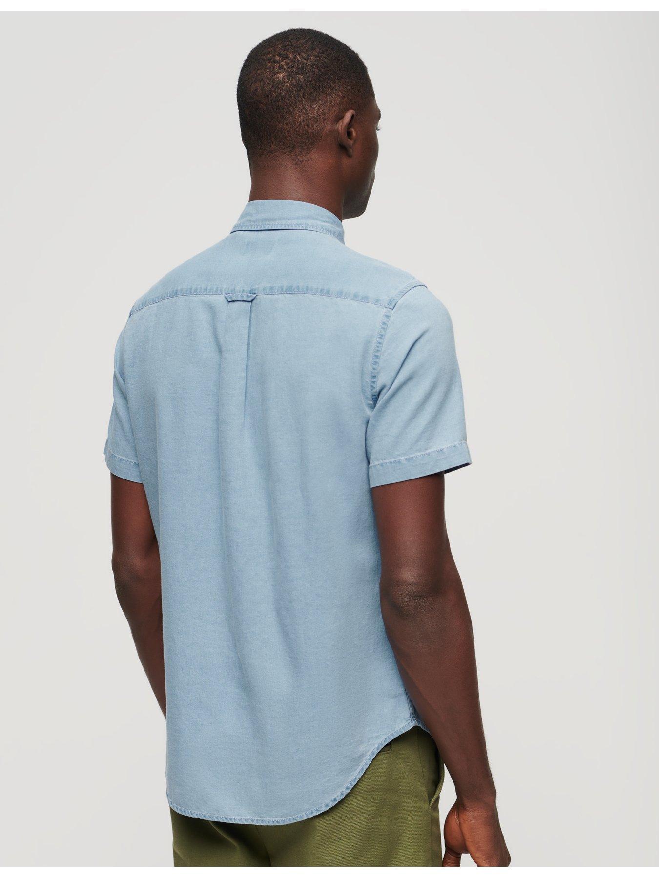 Image 2 of 6 of Superdry Vintage Loom Short Sleeve Denim Shirt - Blue