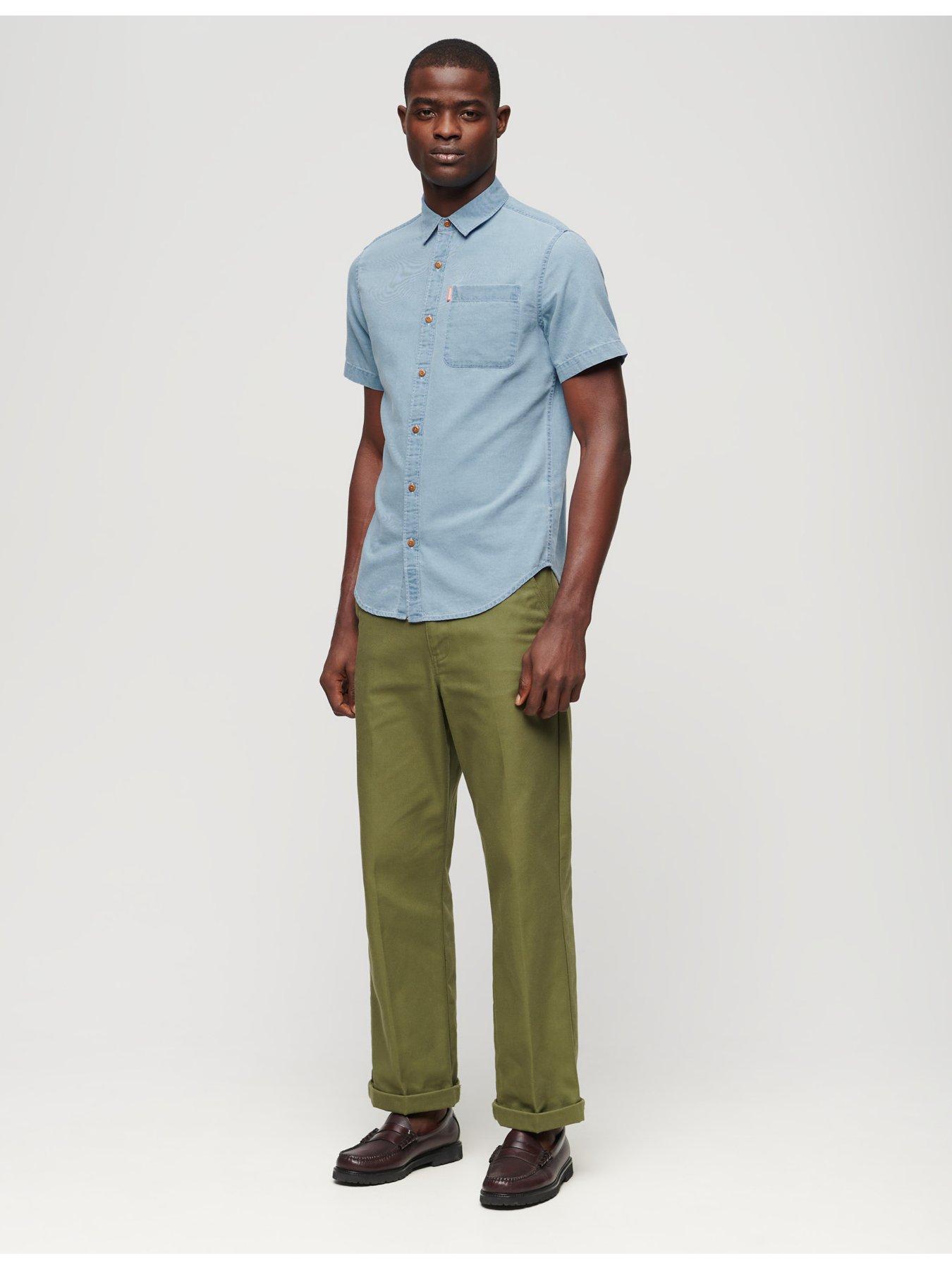 Image 3 of 6 of Superdry Vintage Loom Short Sleeve Denim Shirt - Blue