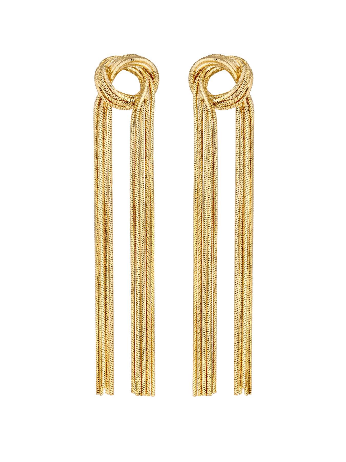 image of jon-richard-gold-plated-knot-chain-earrings